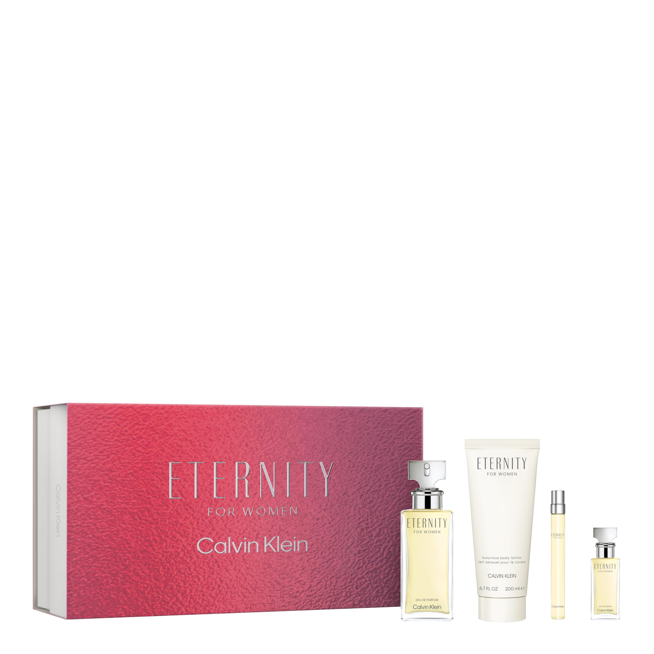 Calvin Klein Women's 4-Piece Eternity Gift Set - Perfume, Body Lotion & Shower Gel - Perfect for Birthday, Anniversary & Valentine's Day Gifts