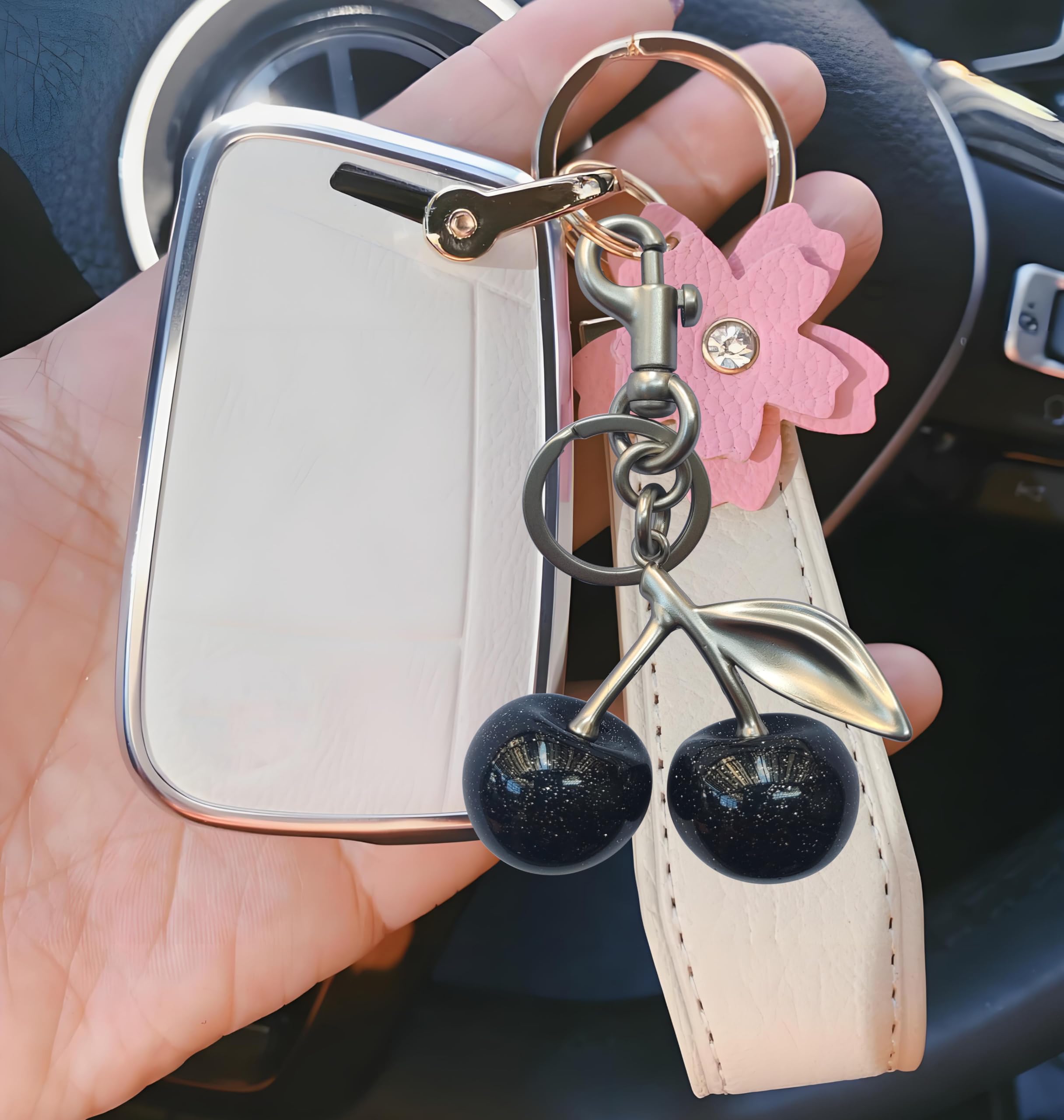 Black Cherry Keychain & Bag Charm - Stylish Purse Accessory for Handbags, Backpacks & Car Keys | Perfect Gift for Women, Fashion Jewelry for Everyday Use