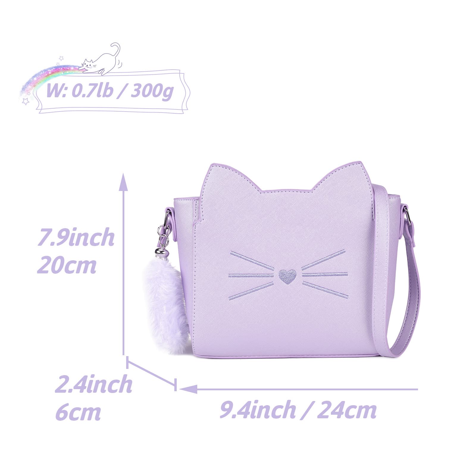 Cute Cat Girl Crossbody Purse for Teen Girls - PU Leather Shoulder Bag with Pendant Charm, Fashionable Small Handbag for School, Travel & Everyday Use
