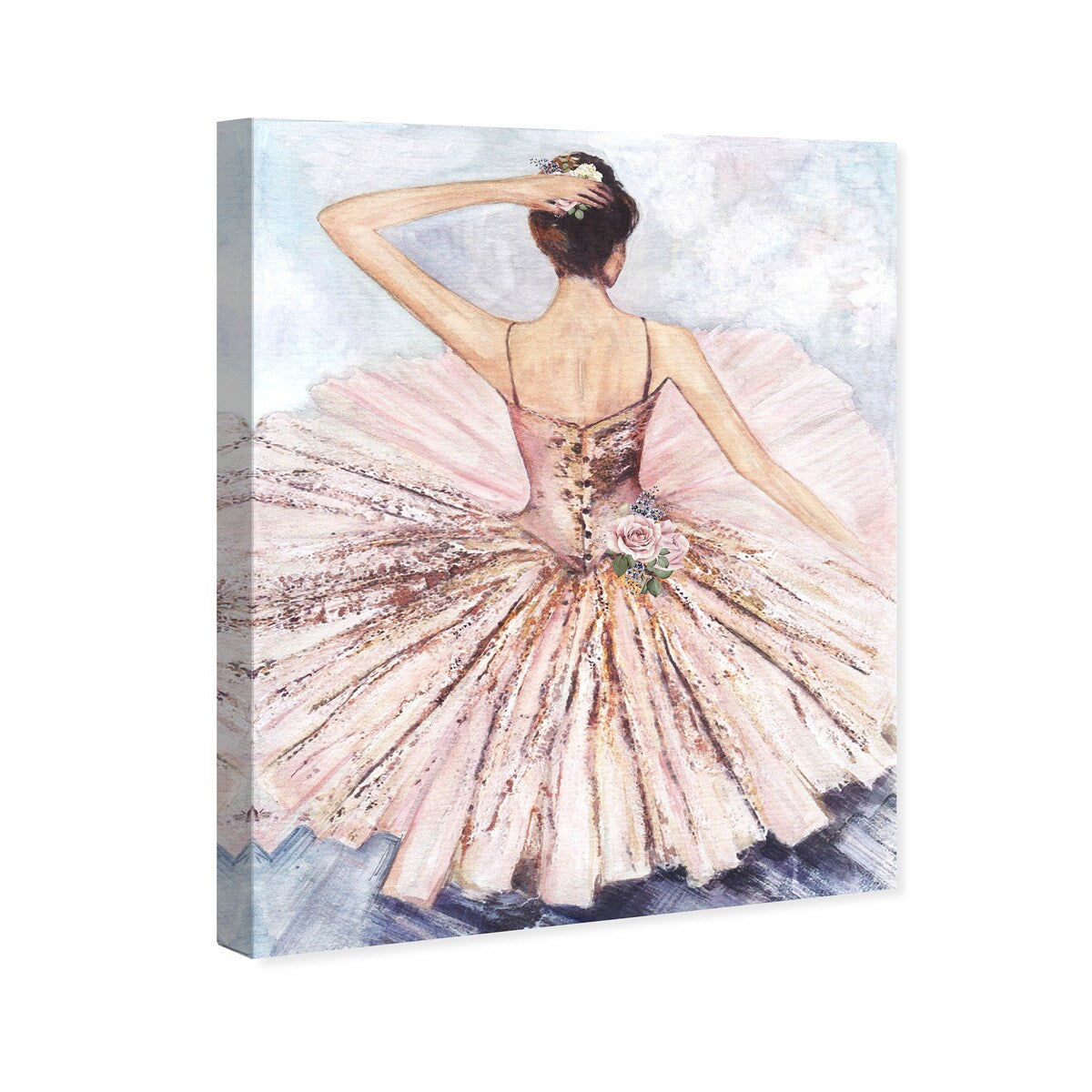 Ballet Dancer Tutu Wall Art - Pink Roses Inspired Canvas Print for Living Room, Bedroom & Nursery Decor | Elegant Ballet Home Decor