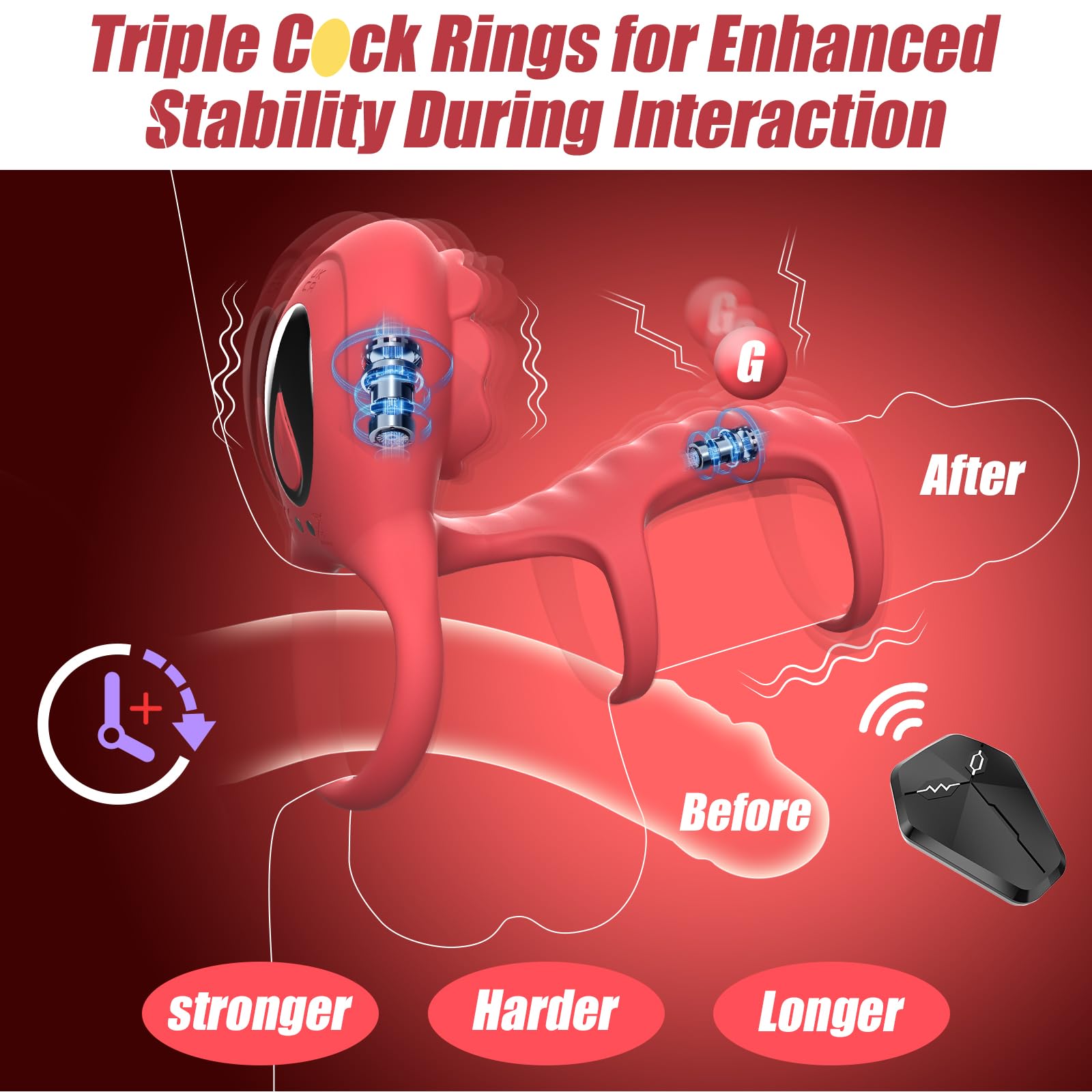 Premium Rose Vibrating Cock Ring - Remote Control Adult Sex Toy for Couples with 9 Vibration Modes, Clitoral & G-Spot Stimulation - Enhances Erection & Pleasure for Men & Women - Perfect for Romantic Nights & Spicing Up Your Sex Life