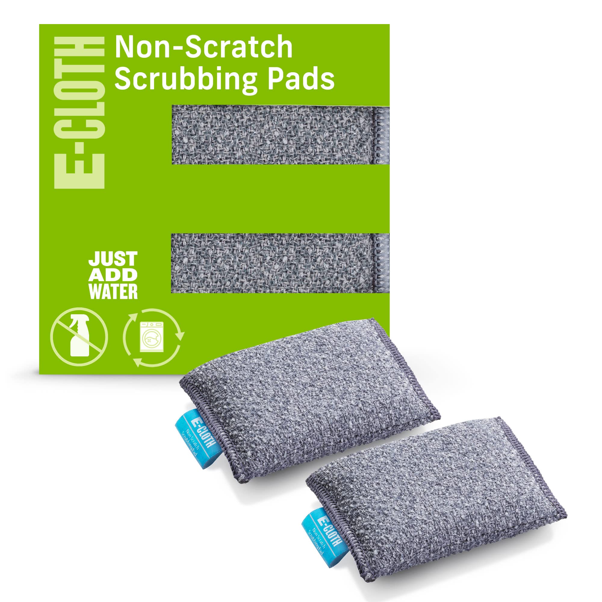E-Cloth Non-Scratch Scrubbing Pads - Reusable Dish Sponges & Kitchen Cleaning Sponges - Eco-Friendly Scrubber for Pots, Pans & Cookware - Gentle Yet Effective Cleaning - 2-Pack - Perfect for Daily Dishwashing and Tough Stain Removal