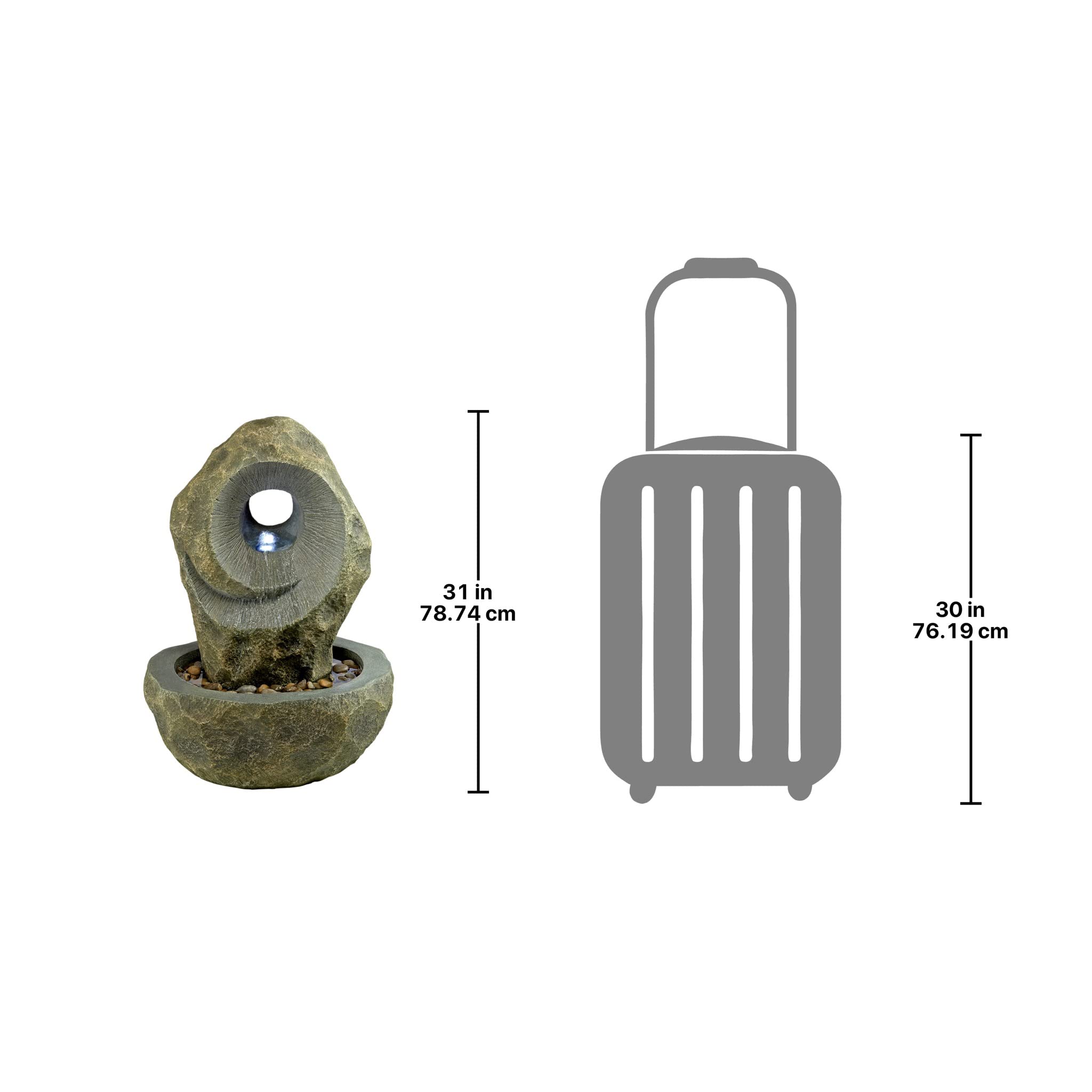 Kandinsky Spiral LED Water Fountain - Outdoor Garden Decor with Soothing Water Feature | Perfect for Patio, Yard, and Zen Meditation Spaces