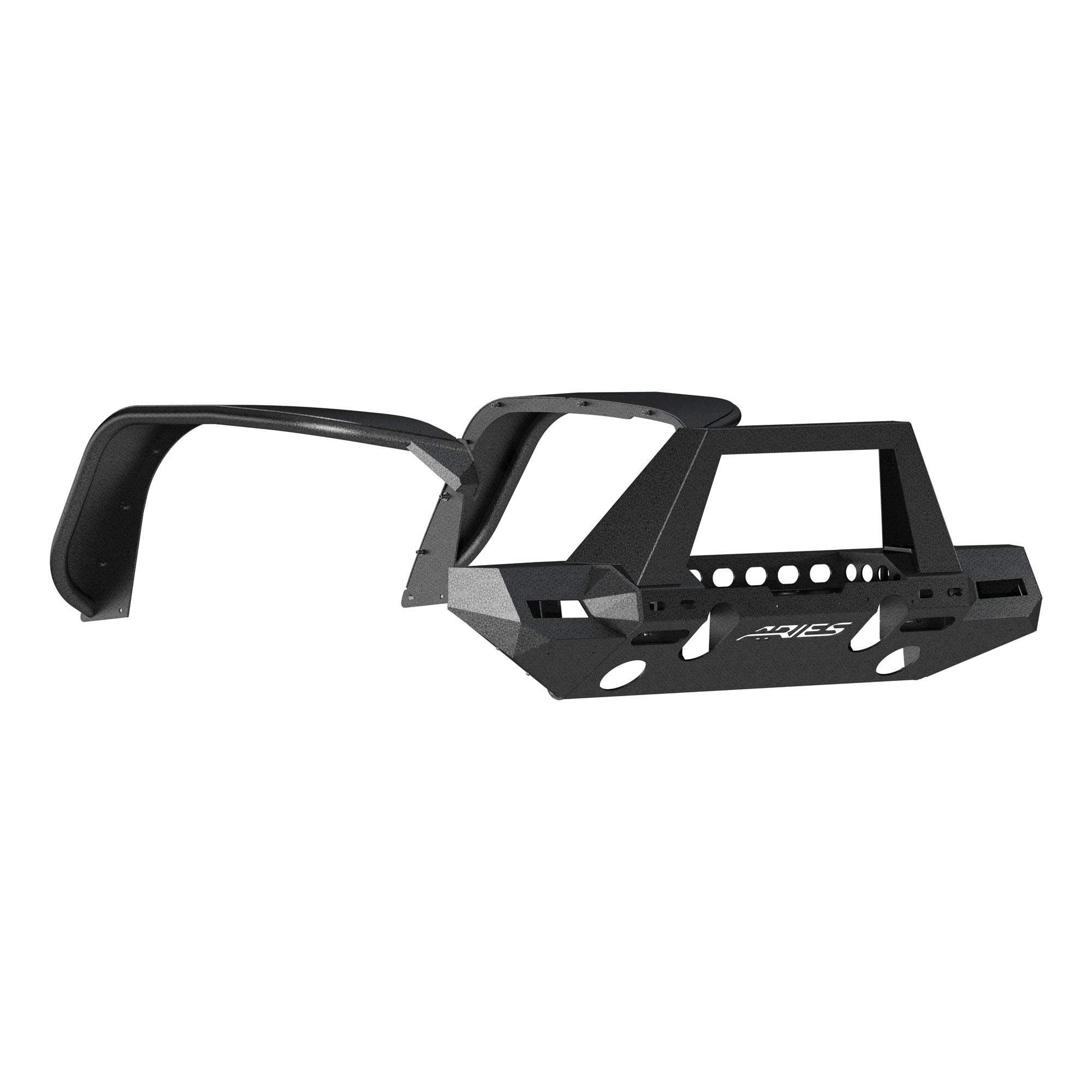 ARIES 2082097 TrailChaser Black Aluminum Front Bumper & Fender Flares for Jeep Wrangler JL (2018-2023) | Heavy-Duty Off-Road Protection | Perfect for Rock Crawling & Trail Adventures