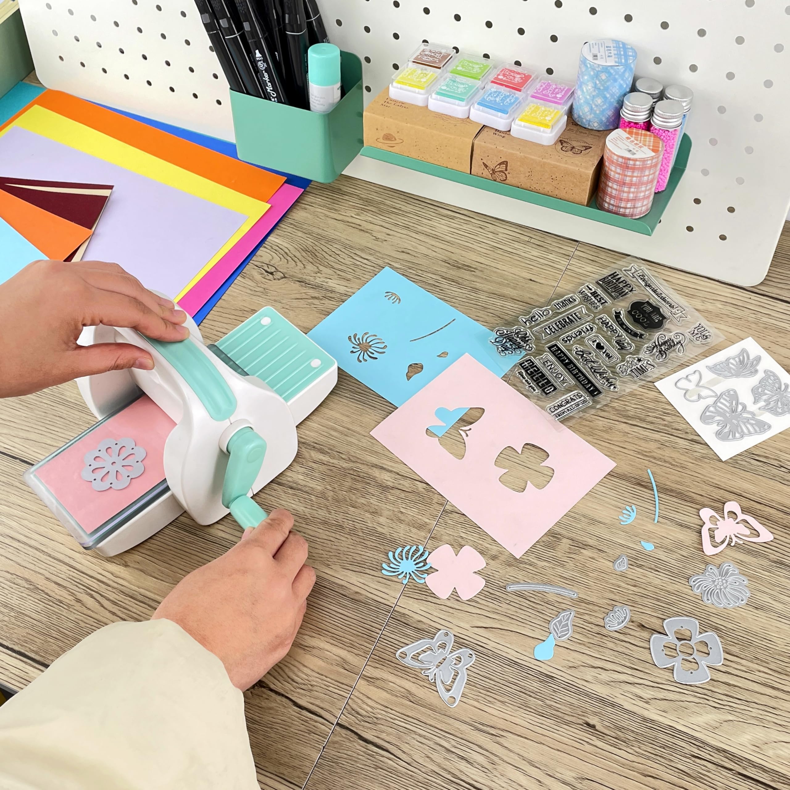 Joelver Maker Mini Die Cutting & Embossing Machine - 3 Inch Opening for DIY Scrapbooking, Card Making, Paper Crafts - Portable Craft Tool for Home, School & Office Use (Blue)