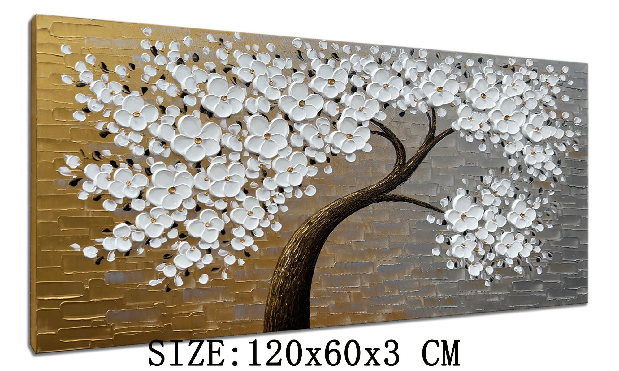 Alenoss Hand Painted 3D Floral Oil Paintings on Canvas - 48x24 Inches Abstract Modern Wall Art - Contemporary Canvas Artwork for Living Room, Bedroom & Office Decor - Ready to Hang