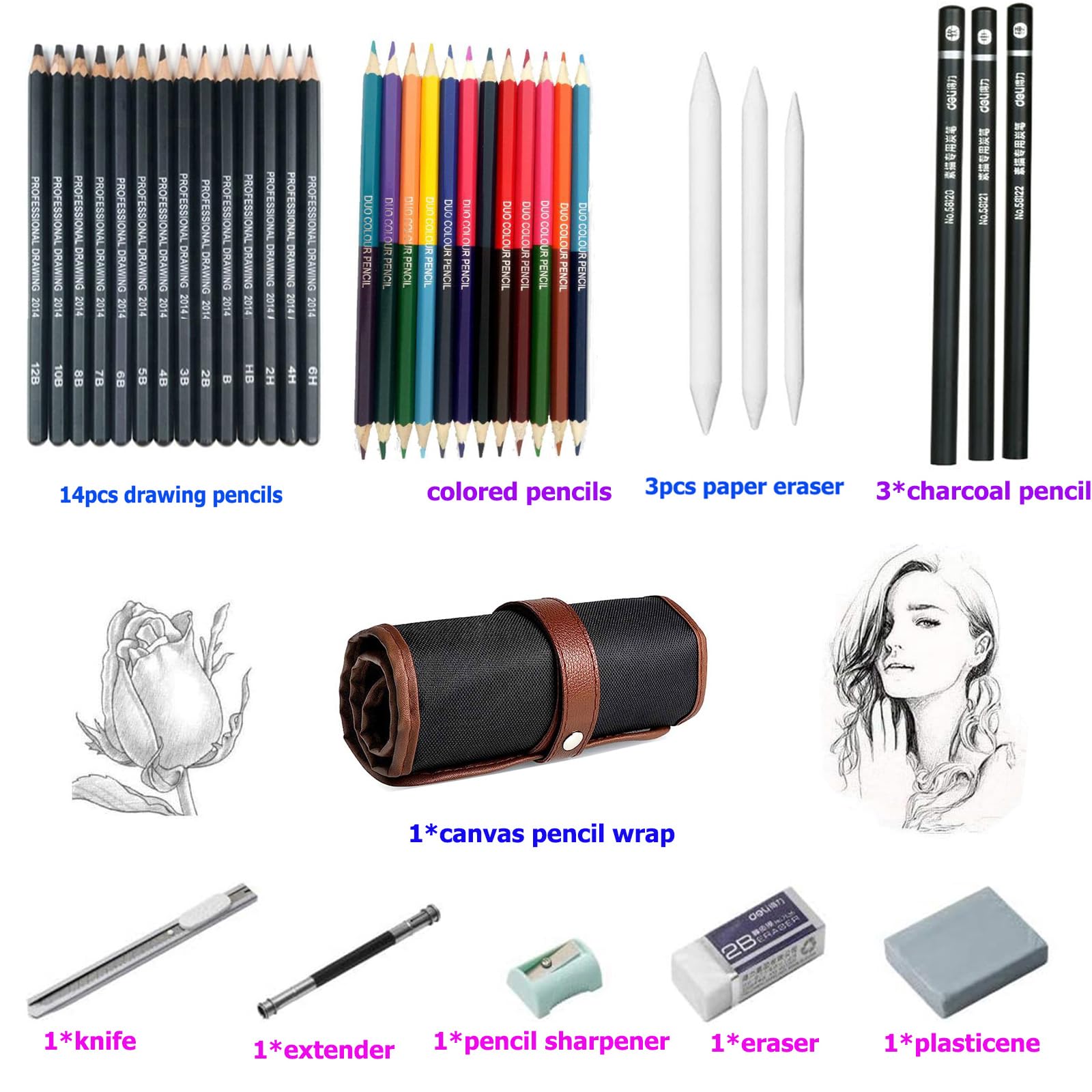 38-Piece Professional Drawing Pencil Set - Graphite & Charcoal Sketching Pencils for Artists & Beginners | Perfect for Sketching, Shading, and Art Projects