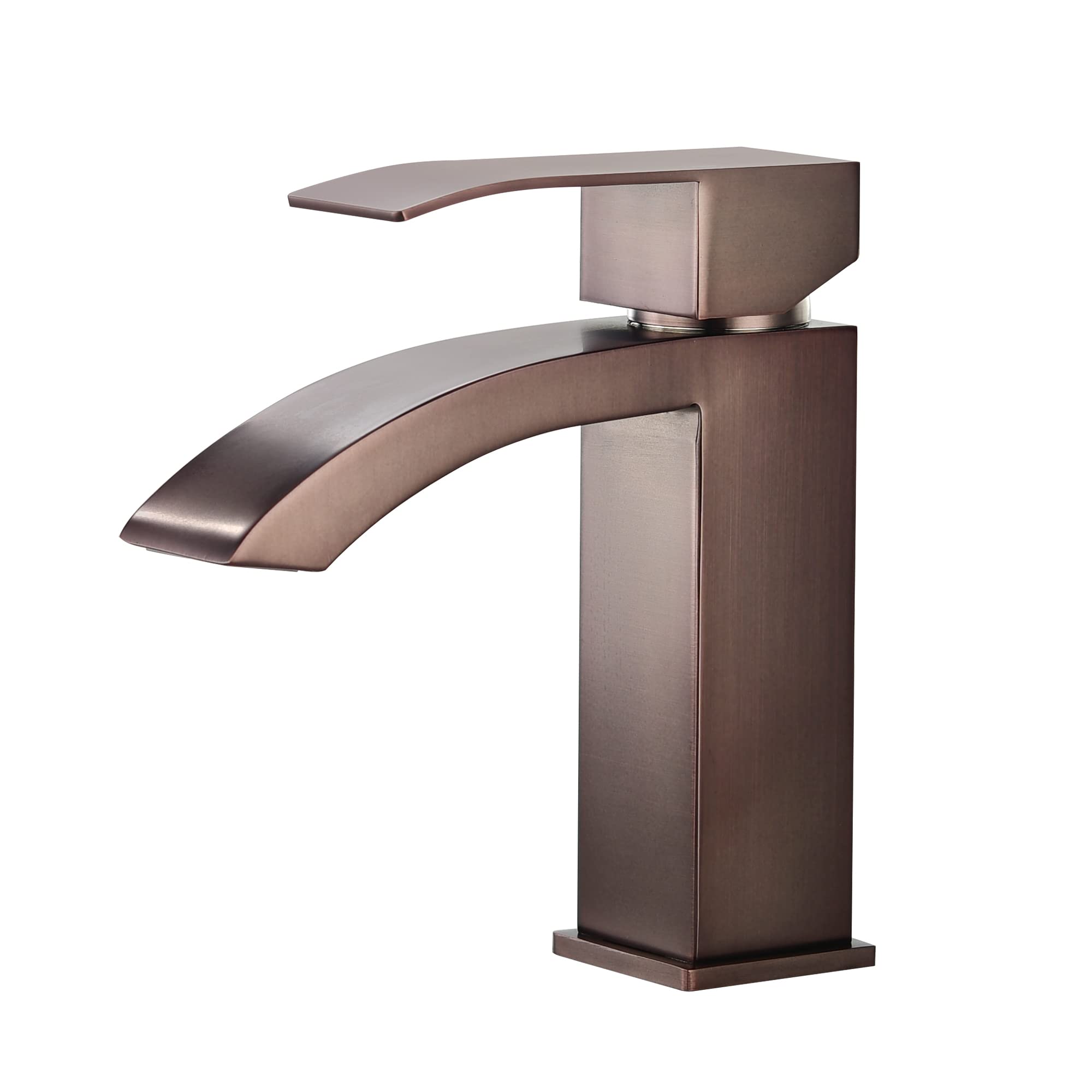 Brown Cesicia Single Hole Bathroom Sink Faucet - Contemporary Gold Deck Mounted Solid Brass Basin Mixer Tap with Single Handle | Perfect for Modern Bathrooms, Powder Rooms & Vanity Makeovers