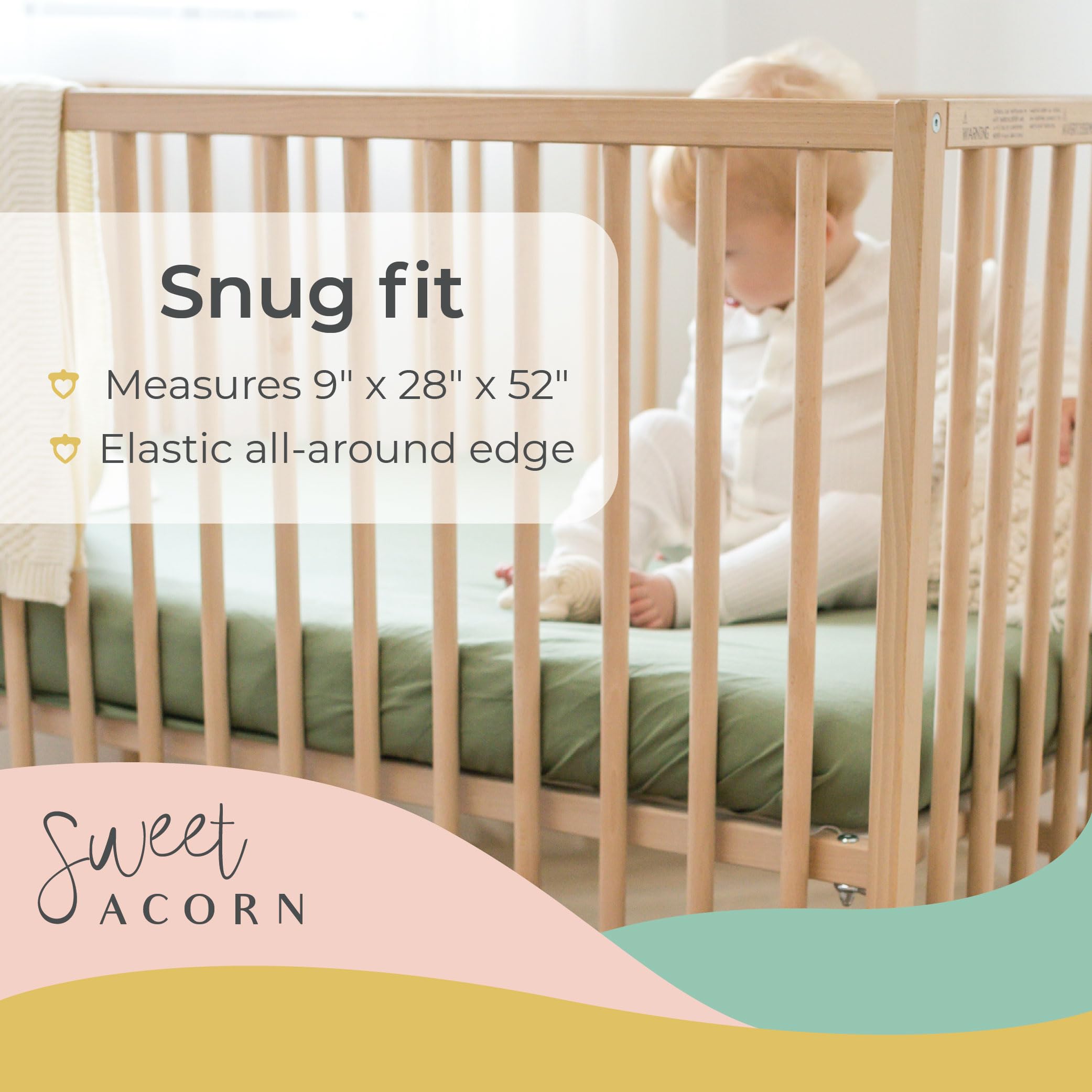 Organic Cotton Jersey Knit Fitted Crib Sheets - Soft Baby Crib Bedding for Standard 9