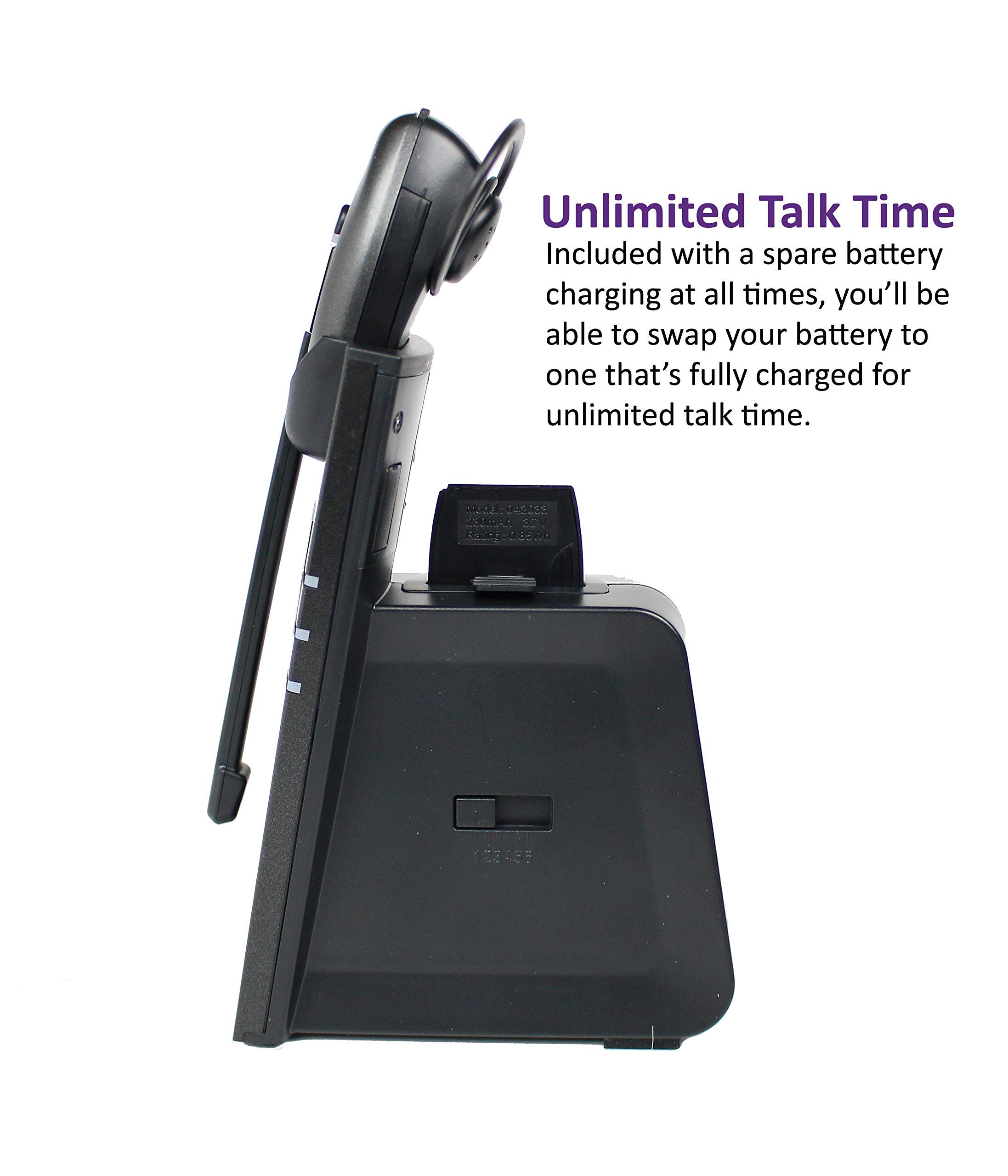 Premium D904 Convertible DECT Wireless Office Headset System - Unlimited Talk Time for Professionals - PC/Mac & Desk Phone Compatible - 3 Year Warranty (Renewed) - Ideal for Call Centers, Remote Work & Business Communications