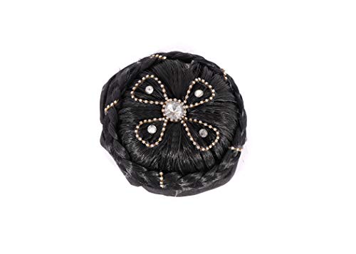 NAVMAV Artificial Juda Hair Bun for Brides - Wedding Hair Extension & Juda Bun Maker for Women & Girls - Natural Black (Pack of 1, Black Bun 24) - Perfect for Bridal Hairstyles, Prom & Special Occasions