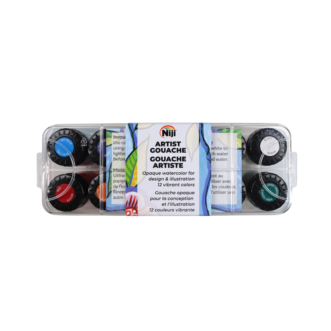 Niji Artist Gouache Paint Set (NAG12) - Premium Watercolor for Professional & Hobby Artists - Perfect for Illustration, Calligraphy & Mixed Media Art