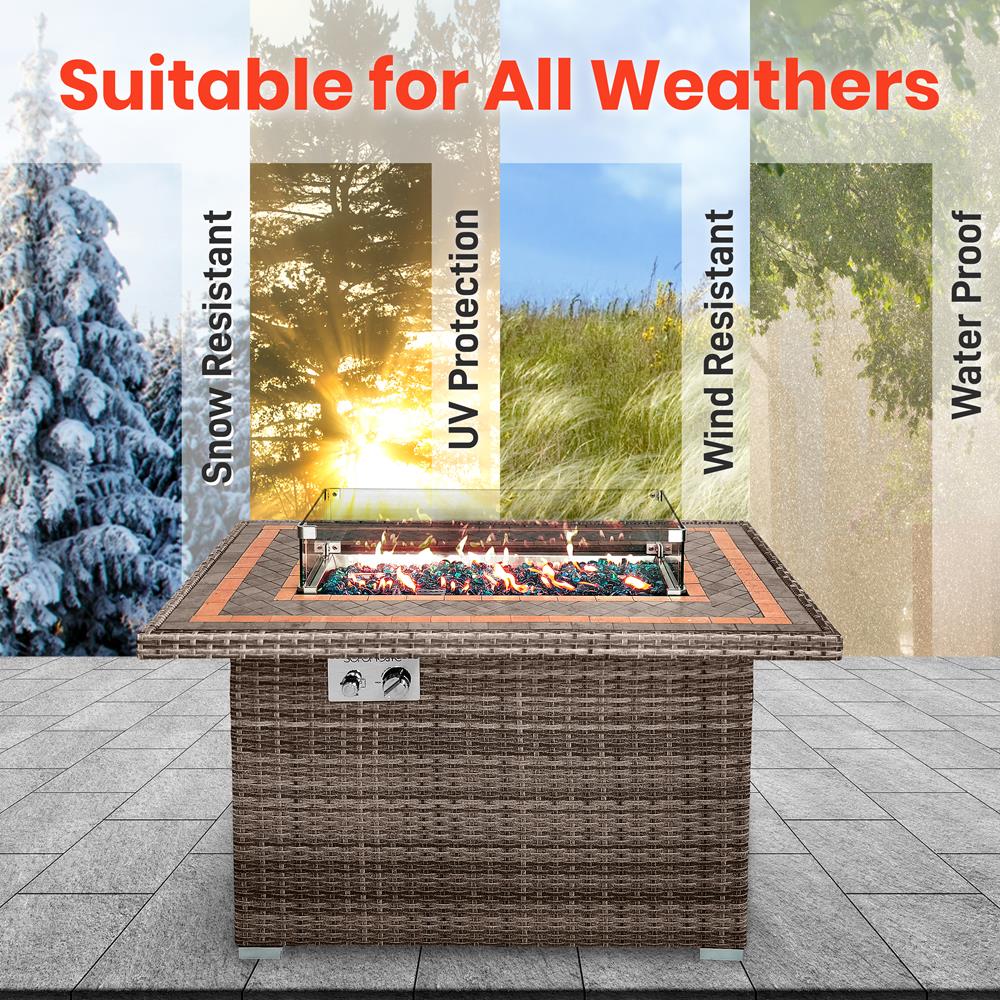 Outdoor Propane Gas Fire Pit for Patio, Backyard & Camping - Portable & Durable Steel Fire Pit with Lava Rocks - Perfect for Gatherings, Heating & Ambiance
