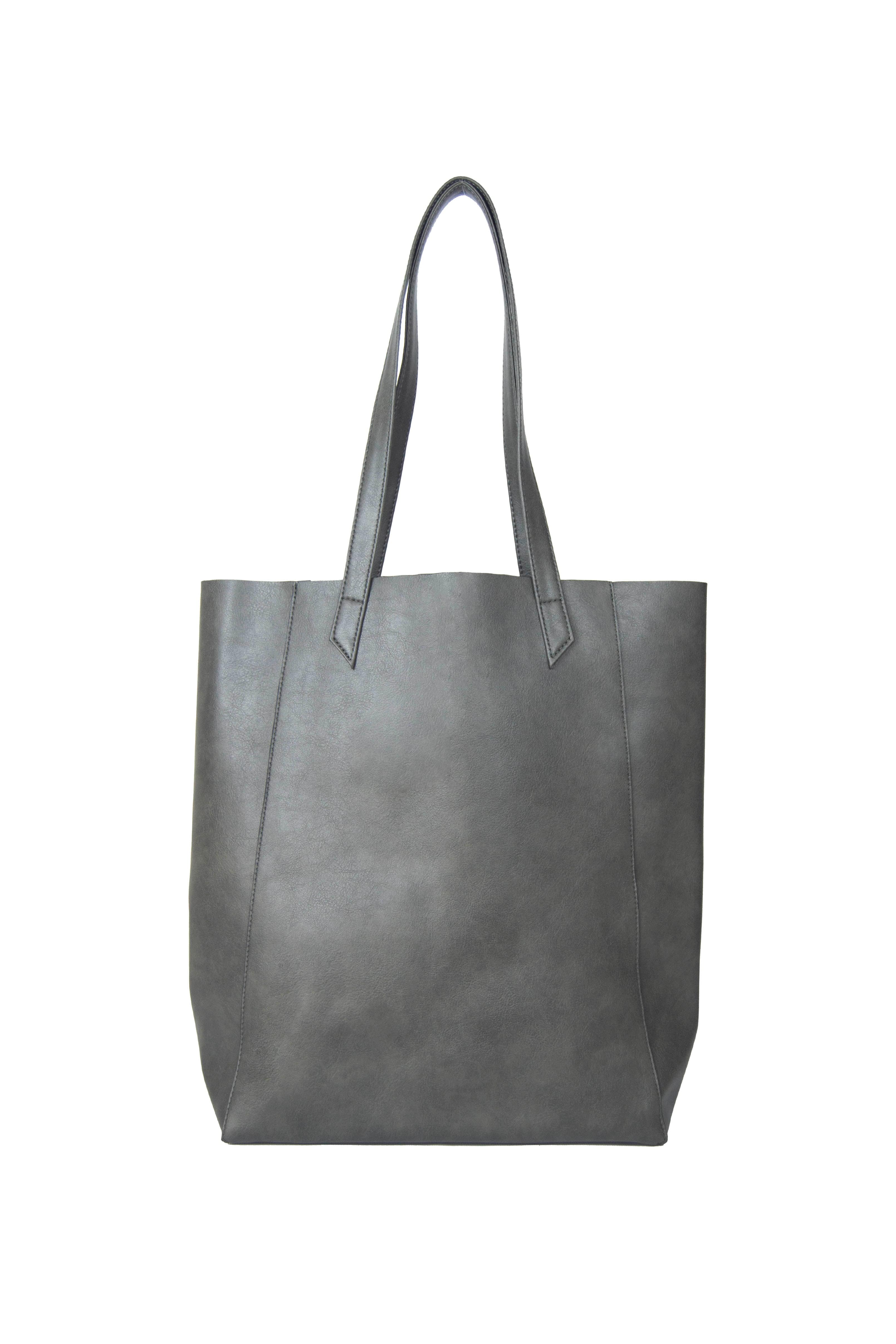 Lightweight Vegan Leather Everyday Tote Bag for Women - Stylish Grey Shoulder Bag Perfect for Work, Travel & Shopping