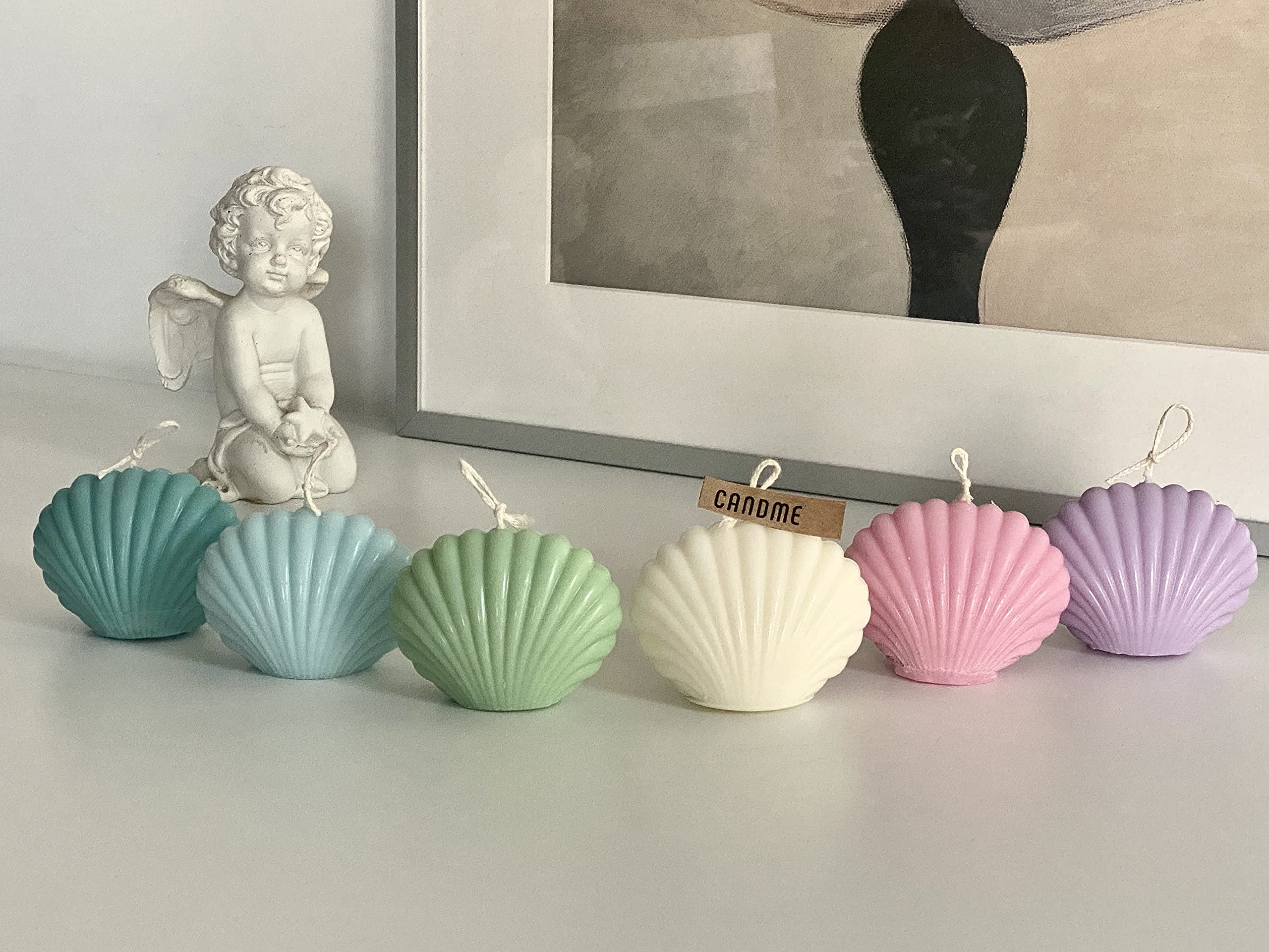 Natural Sea Shell Soy Wax Candles - Handmade Olive & Honey Scented Candles for Home Decor, Romantic Gifts, Halloween Party Decorations - Perfect for Beach Weddings, Spa Relaxation & Coastal Themed Events