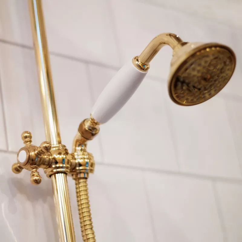 Maxima Colonial II Shower Set Without Mixer in Brass - Elegant Bathroom Upgrade for Vintage & Modern Homes