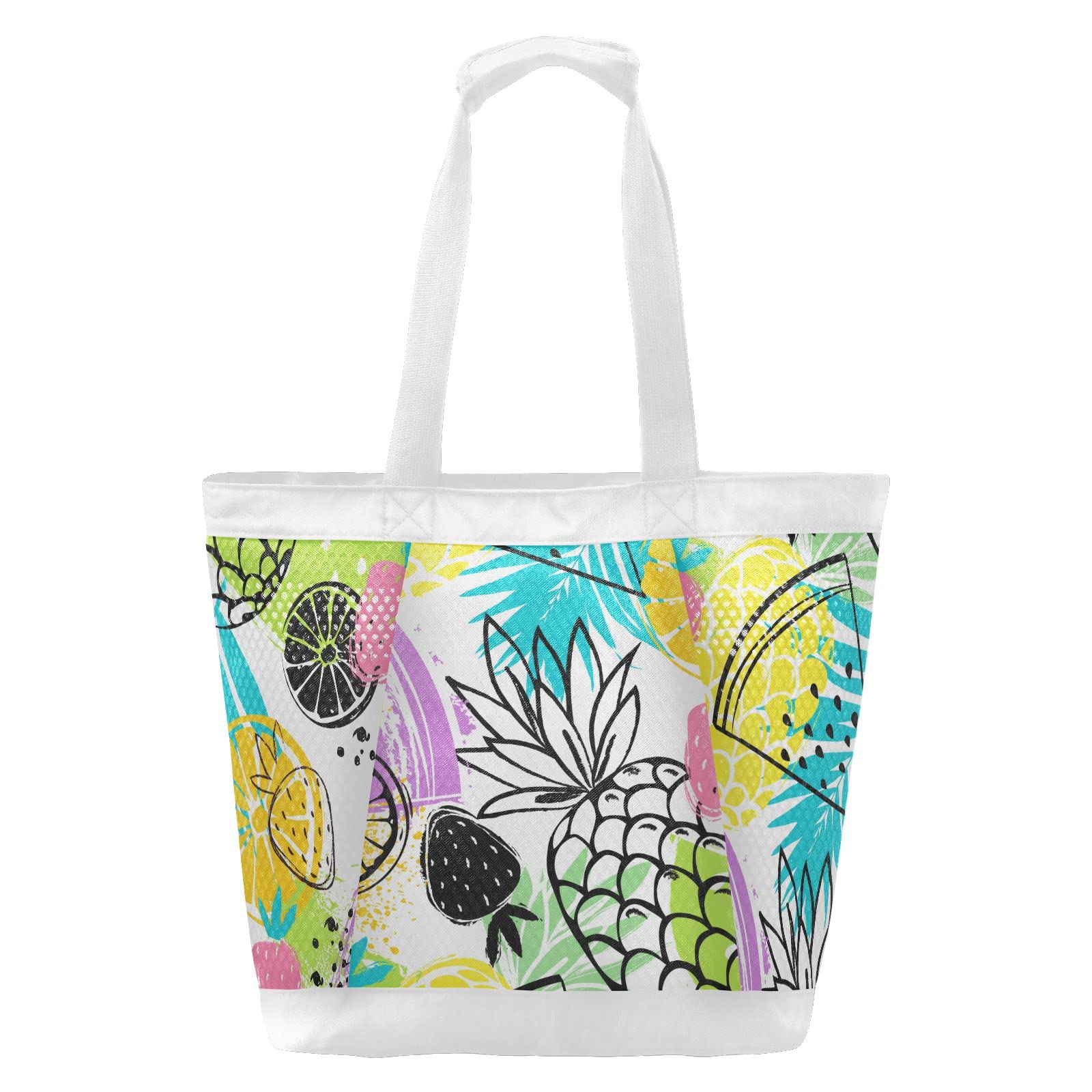J JOYSAY Large Mesh Beach Tote Bag with Pineapple Design - Water Resistant Gym & Beach Bag for Women | Perfect for Pool Parties, Vacation Travel & Summer Outings