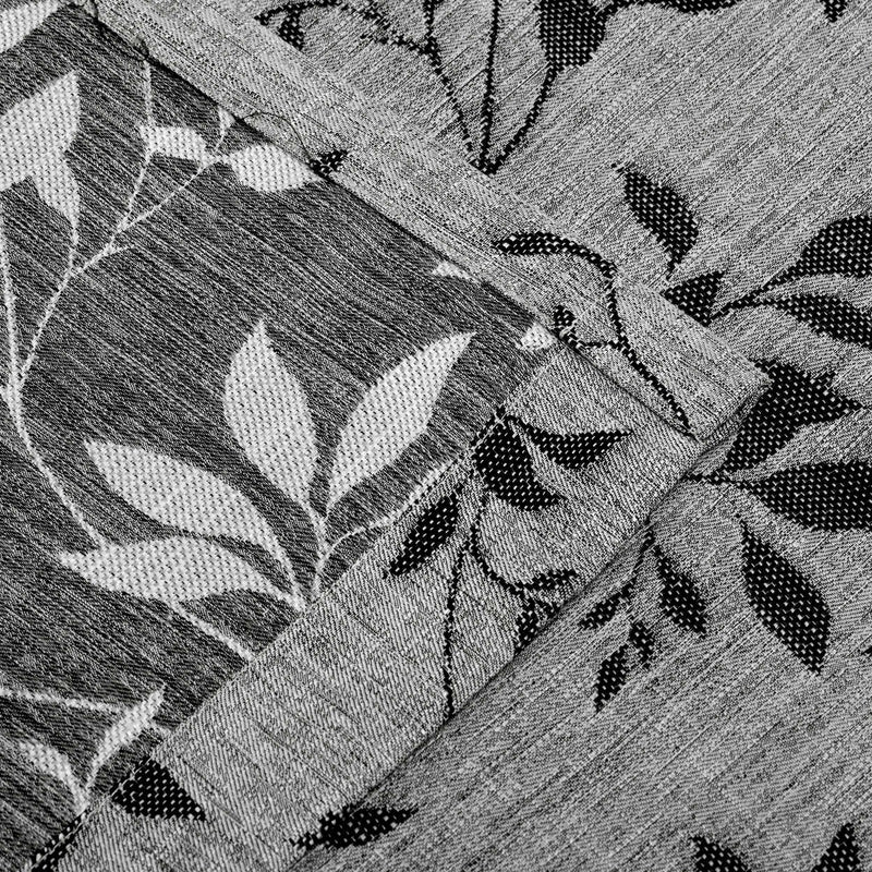 Ghera Jacquard Leaves Grommet Top Curtain Panel Set - Elegant Window Treatment for Living Room & Bedroom Decor
