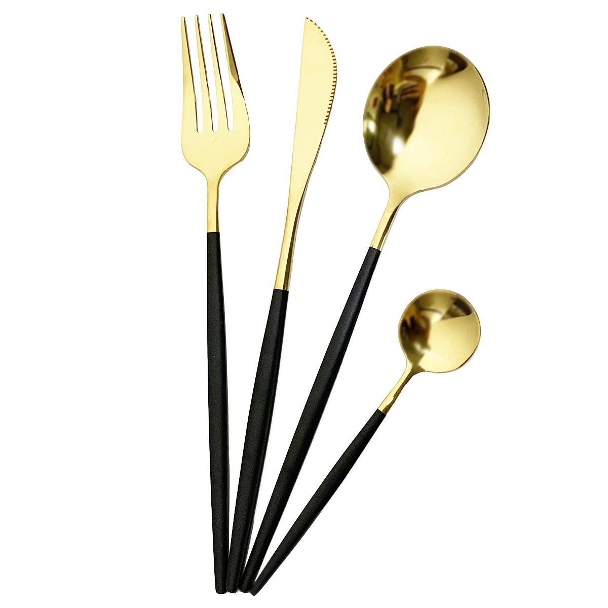 40-Piece Stainless Steel Flatware Set - 18/10 Mirror Polished Silverware with Black Handles (Forks, Spoons, Knives) - Durable & Reusable Cutlery Set for Restaurants, Weddings, Family Dinners & Everyday Use - Service for 10 People