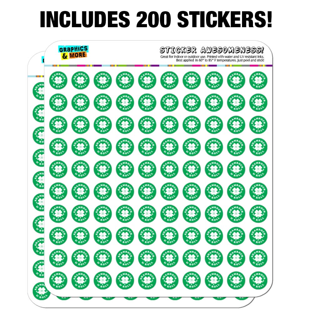 Shamrock and Roll Irish Rock Funny Stickers - Humorous Planner & Calendar Decals for Scrapbooking, Crafting, DIY Projects | Perfect for Bullet Journals, Gift Wrapping, Party Decorations