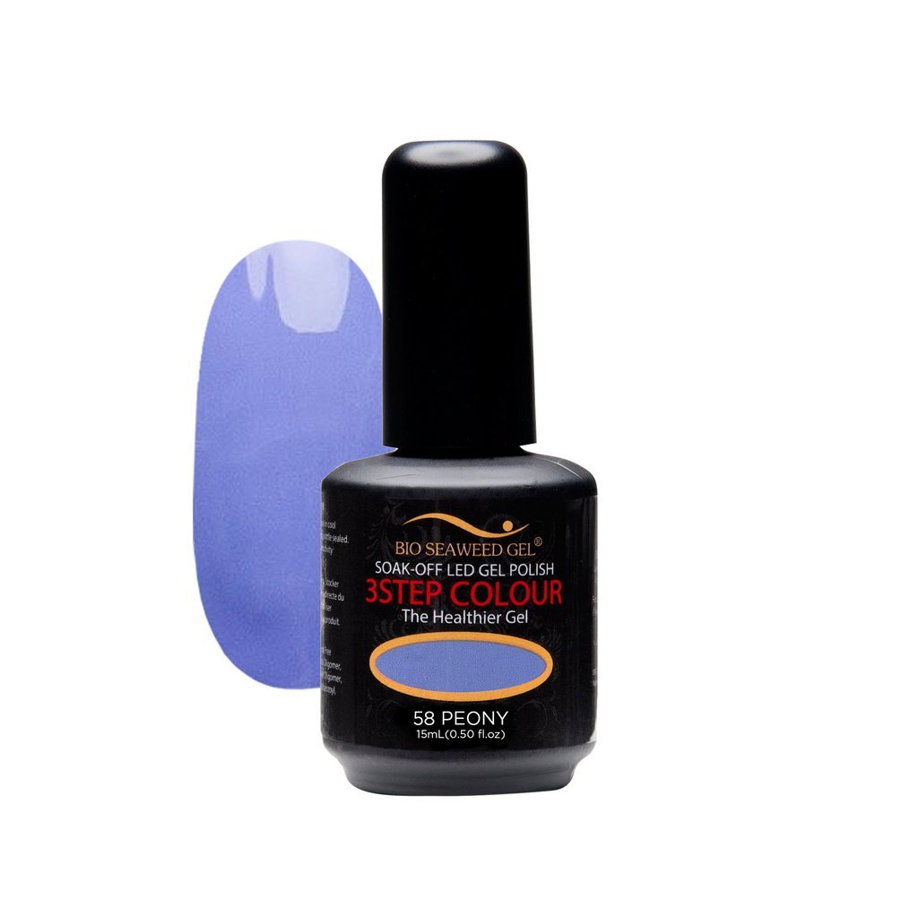Bio SeaWeed Gel 3-Step UV/LED Gel Polish - 15ml Bottle in Shade 58 Peony - Long-Lasting Nail Color for Salon & Home Manicures - Perfect for Weddings, Parties & Special Occasions