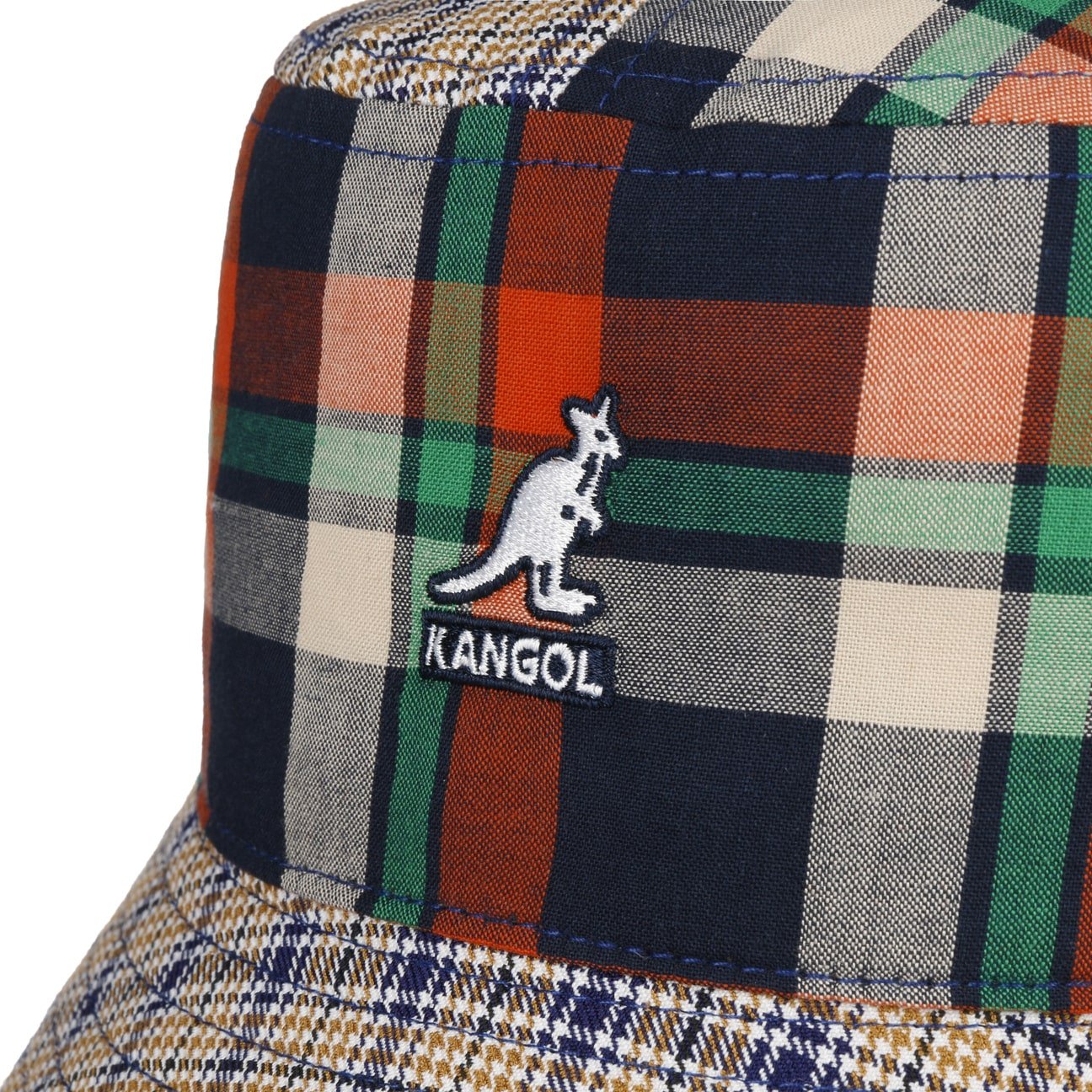 Kangol Plaid Mashup Bucket Fishing Hat for Men & Women - UV Protection Outdoor Sun Hat for Fishing, Hiking, Camping & Beach Activities