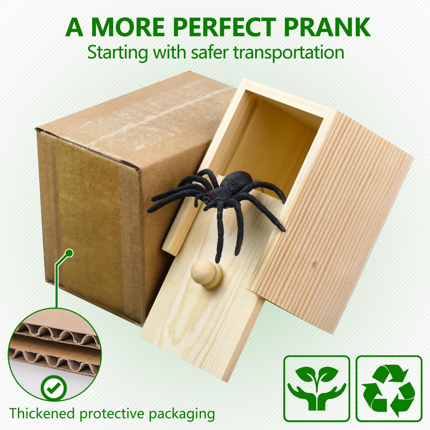 PARNIXS Handcrafted Wooden Spider Prank Box - Funny Money Surprise Gift for Adults & Kids (Upgraded Version) - Perfect for Halloween Pranks, Birthday Gag Gifts & Office Jokes