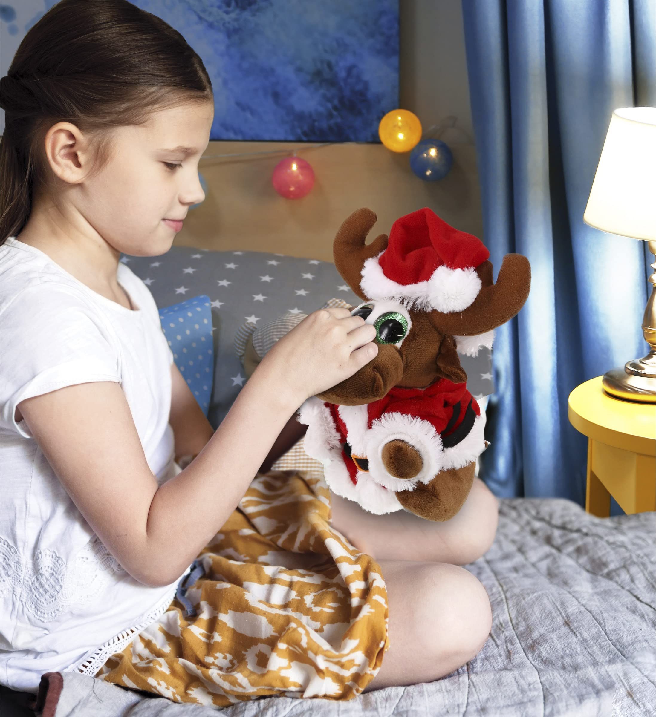 Super Soft DolliBu Santa Sparkle Eyes Moose Plush Toy - 6