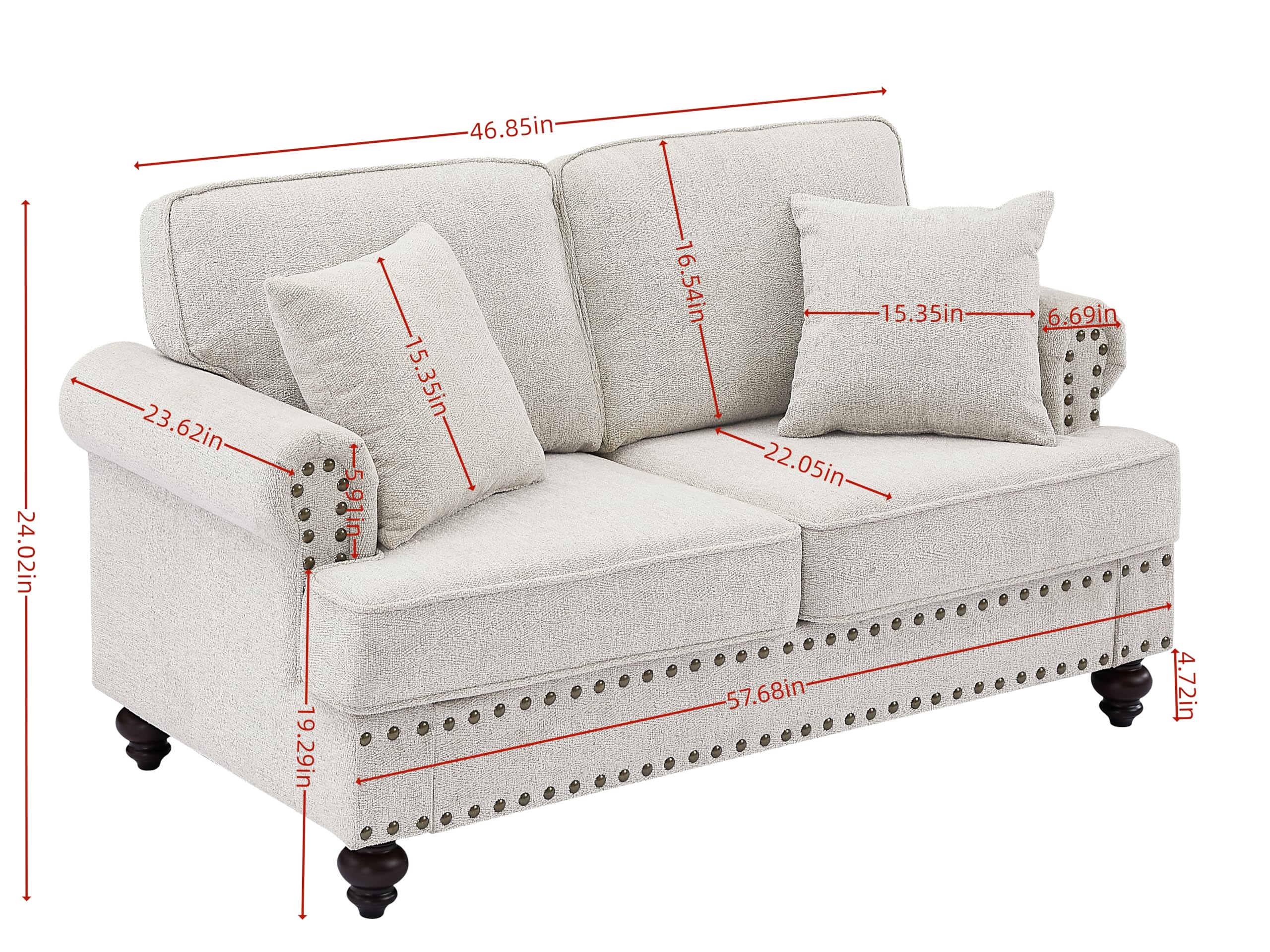 FANYE 3-Piece Chenille Upholstered Living Room Sofa Set with Armchair, Loveseat & 3-Seater Couch - Button Tufted Design with 4 Pillows & Nailhead Decor for Home, Office & Apartment - Perfect for Family Gatherings, Movie Nights & Relaxing