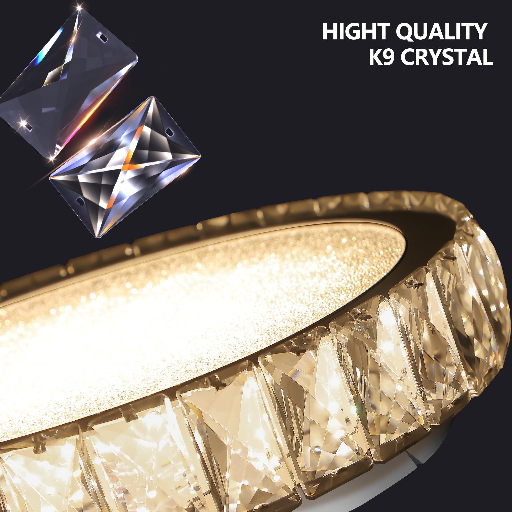 19.7 Inch Crystal LED Ceiling Light - 45W Dimmable Modern Flush Mount Fixture - Energy Saving LED Light for Living Room, Bedroom, Kitchen - Perfect for Home, Office & Restaurant Lighting