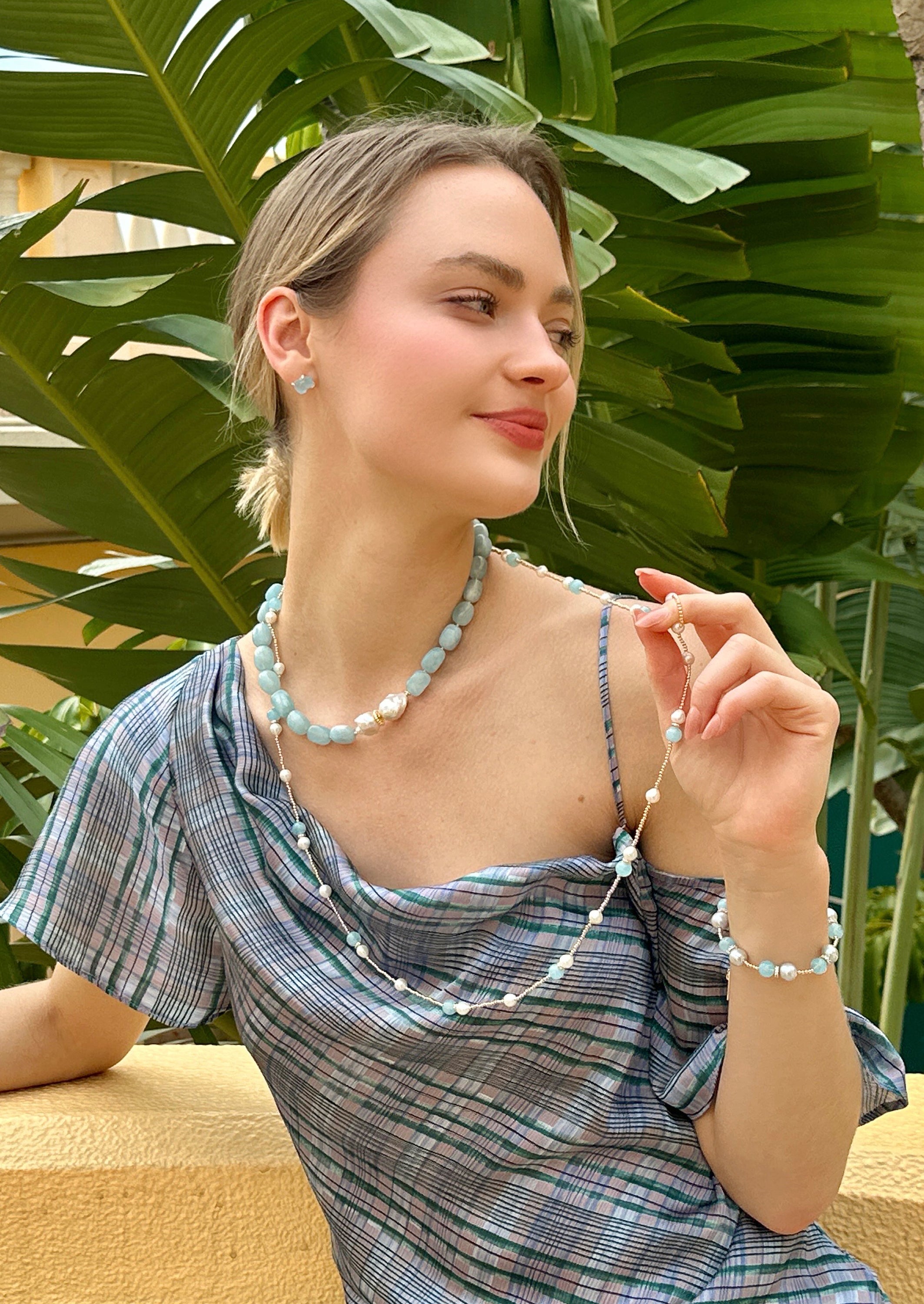 Natural Unpolished Aquamarine Stud Earrings for Women - Hypoallergenic Sterling Silver Post Earrings - Perfect for Everyday Wear, Gifts & Special Occasions