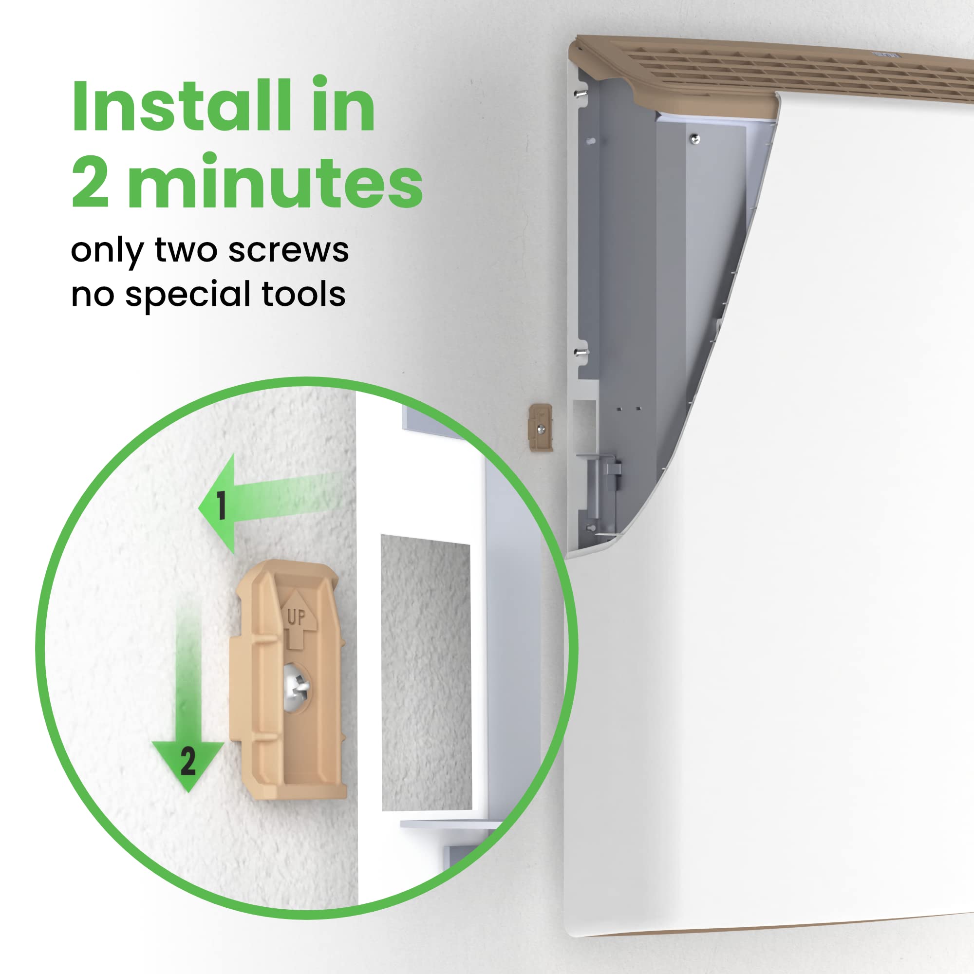 Envi Plug-in Electric Panel Wall Heater - Energy Efficient Indoor Space Heater with Safety Sensor & Quiet Fan-less Design | Easy 2-Minute Installation | Made in USA | Perfect for Bedrooms, Offices & Small Spaces