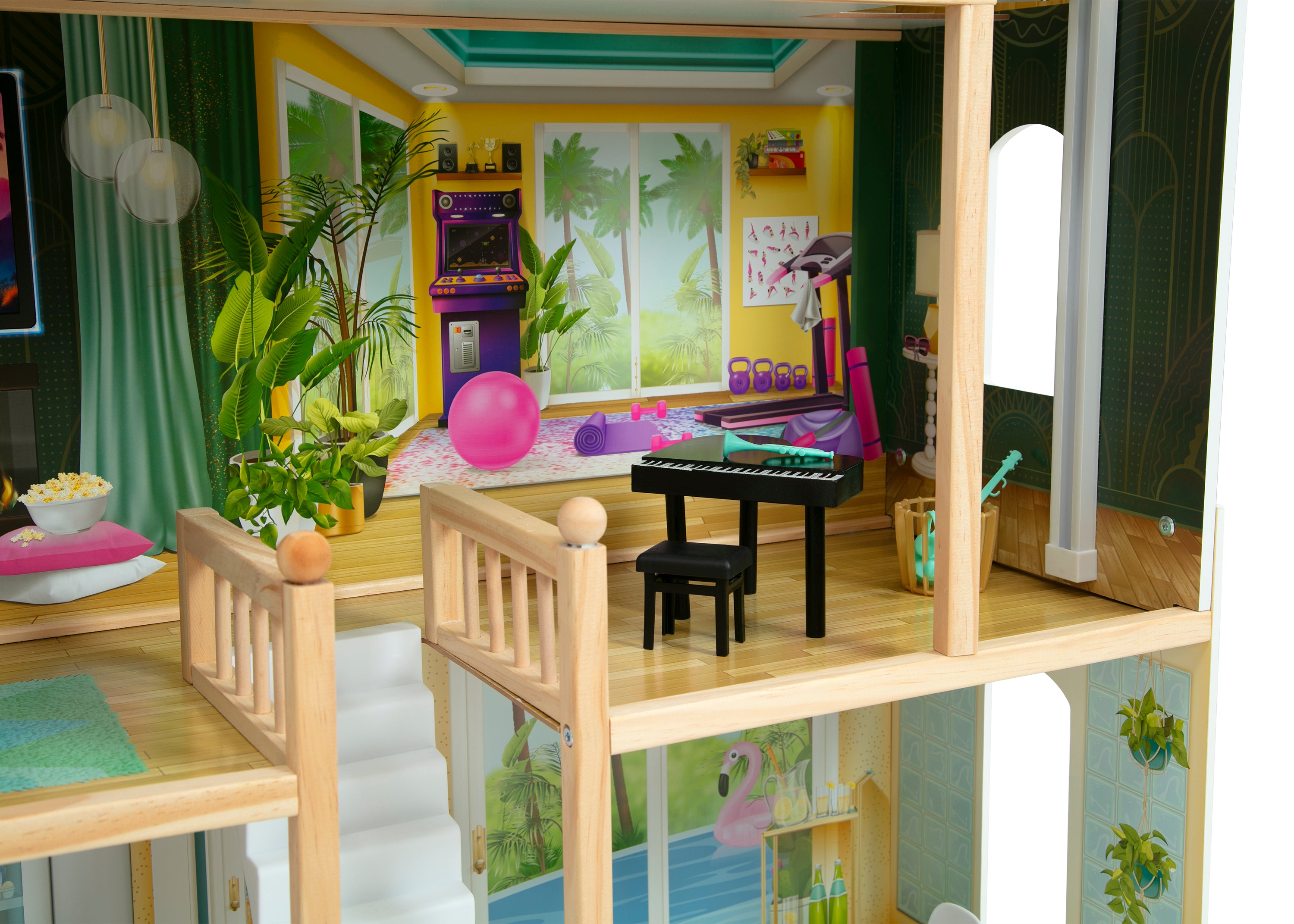 Deluxe Maui Dollhouse for Kids - Wooden Playhouse with Furniture & Accessories - Perfect for Pretend Play, Birthday Gifts & Home Decor