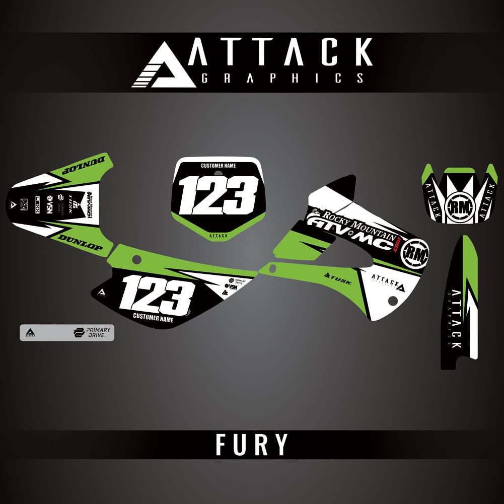 Custom Fury Complete Bike Graphics Kit for Kawasaki KX85 2003 - High-Quality Dirt Bike Decals & Stickers for Motocross Racing & Off-Road Adventures