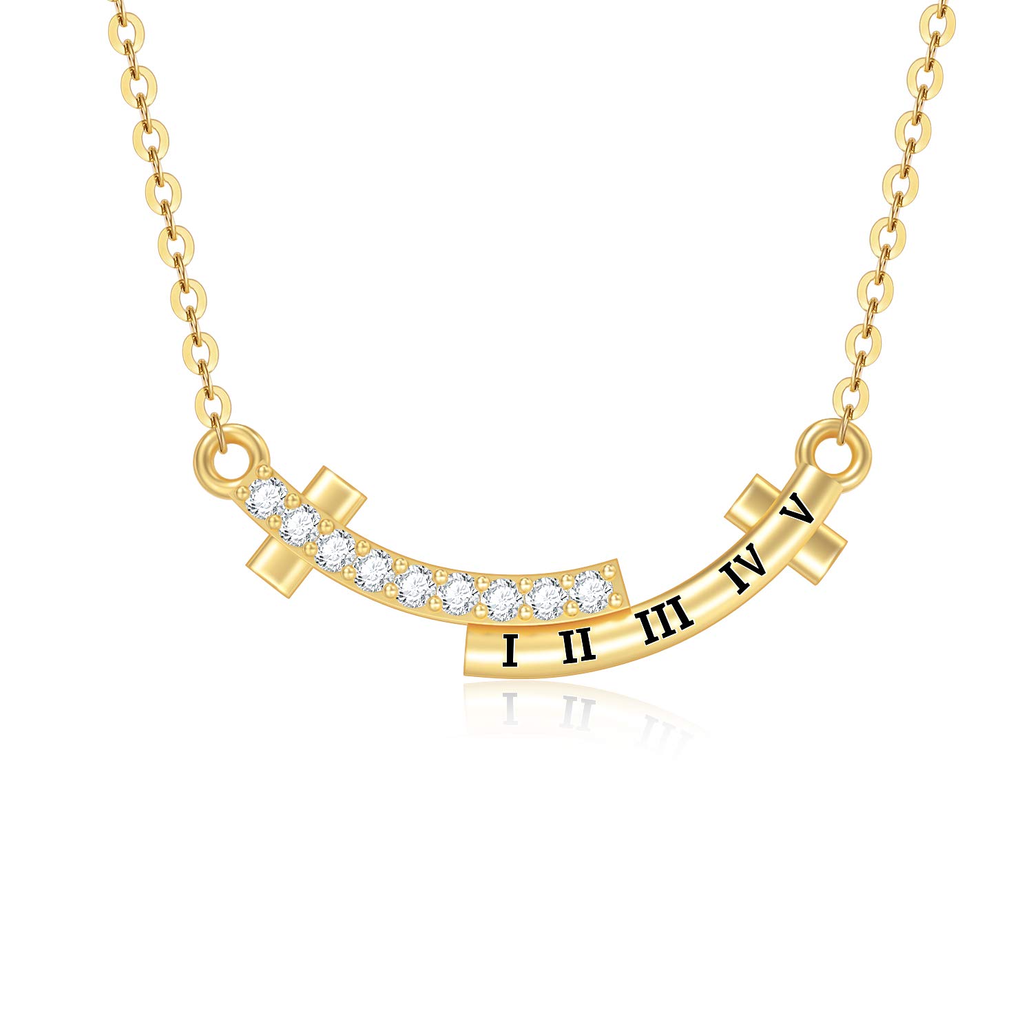 14K Real Gold Cross Pendant Necklace for Women - Yellow Gold Sideways Double Cross Necklace with Moissanite Stones | Elegant Anniversary & Birthday Gift for Girlfriend, Wife, Mother | 16