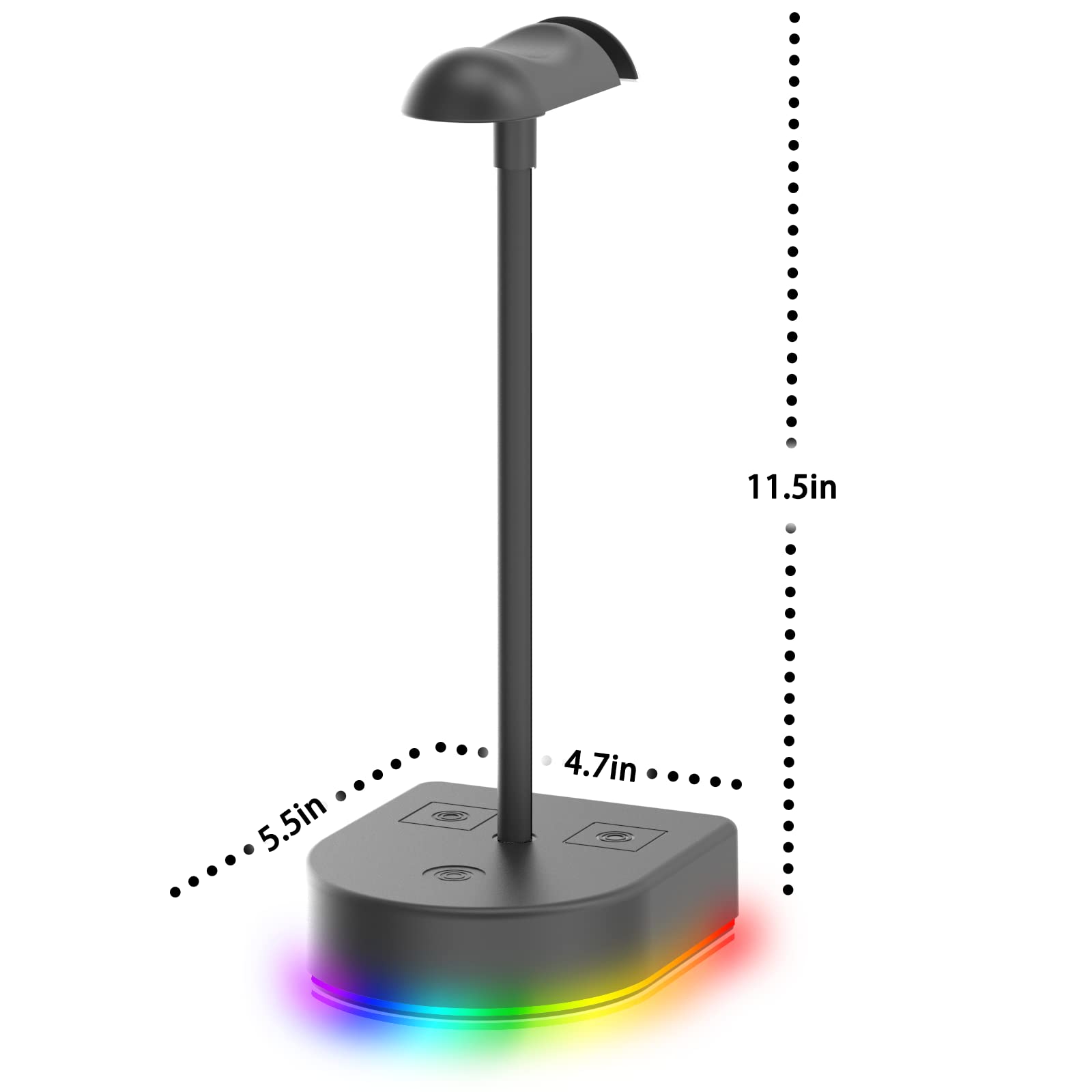 Premium RGB Gaming Headphone Stand with 15W Fast Wireless Charger & USB Port - Qi-Certified Headset Holder for Desk, PC Setup - Perfect for Gamers, Streamers & Office Use (Black)