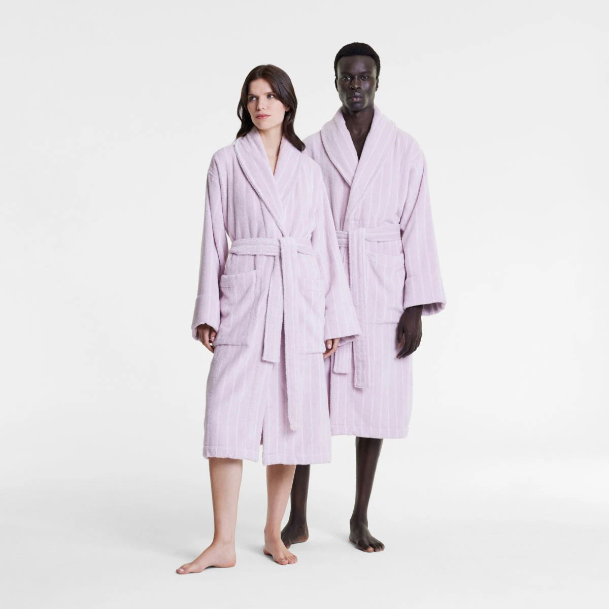 Sheridan AVEN Australian Cotton Bath Robe - Soft & Absorbent LILAC STRIPE - Perfect for Spa, Relaxation & Hotel Luxury at Home