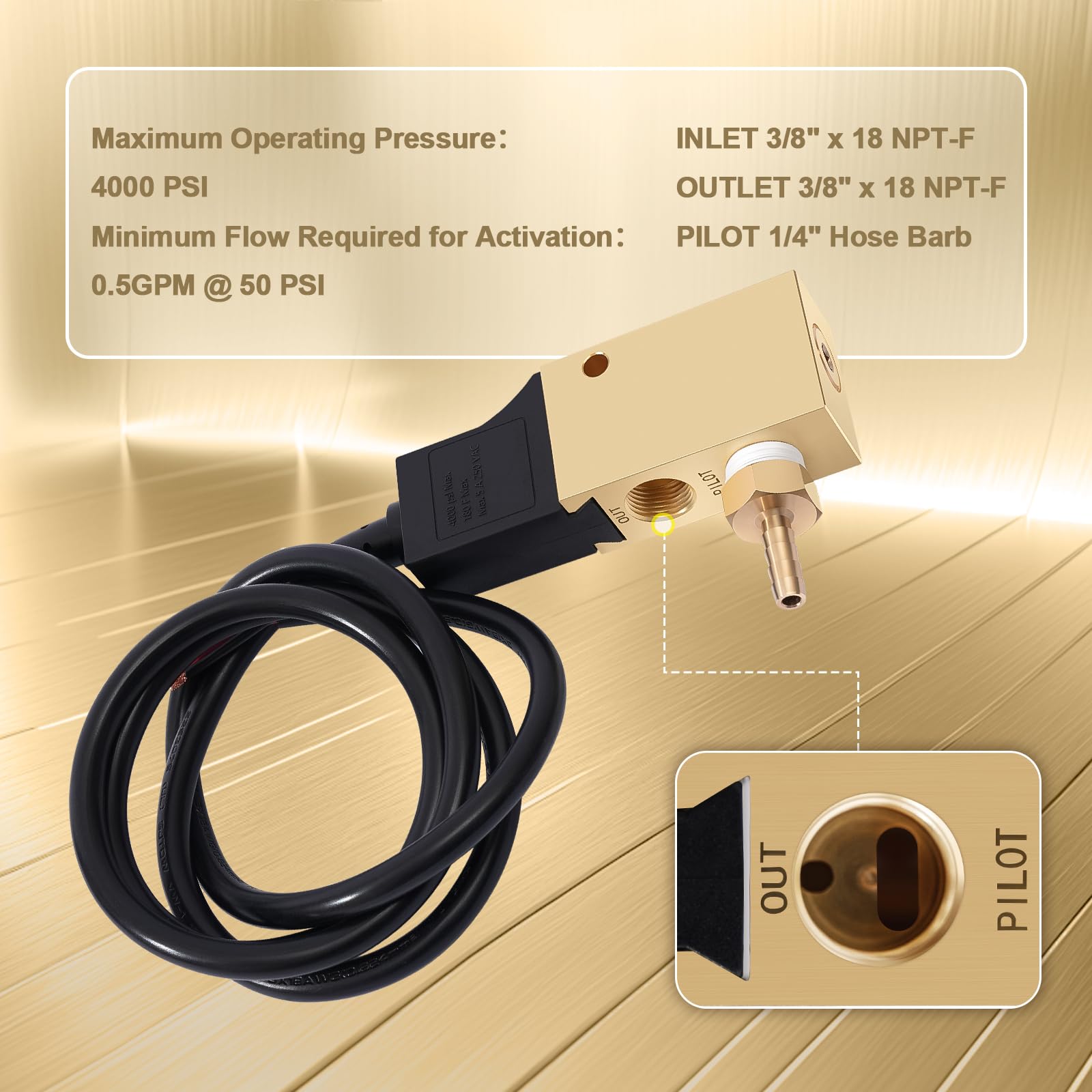 TMT Flow Switch with Pilot Feature for General Pump - 12.0 GPM, 4000 PSI, Vertical Mount - Ideal for Water Filtration, Irrigation Systems & Industrial Fluid Control