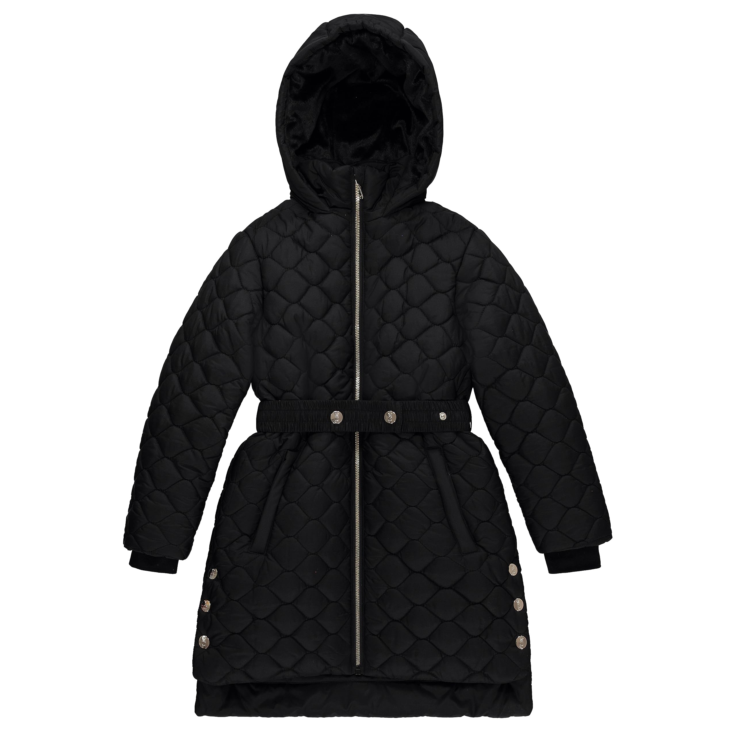 Juicy Couture Girls Puffer Jacket - Waterproof Laminated Bubble Coat with Faux Fur Hood | Warm Winter Outerwear for Kids | Perfect for School, Playdates & Outdoor Adventures