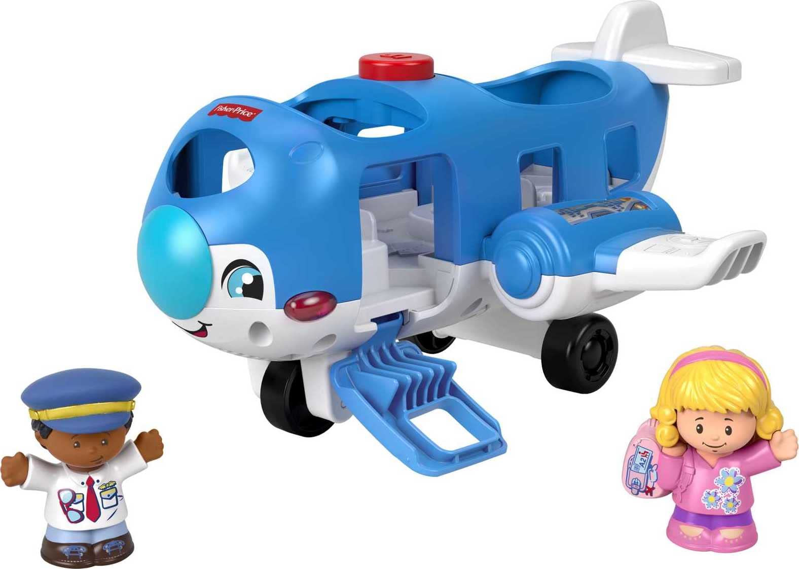 Fisher-Price Little People Airplane Toy with Lights, Music & 2 Figures - Interactive Pretend Play Airplane for Toddlers | Travel Toy for Kids, Perfect for Home & Airplane Role Play