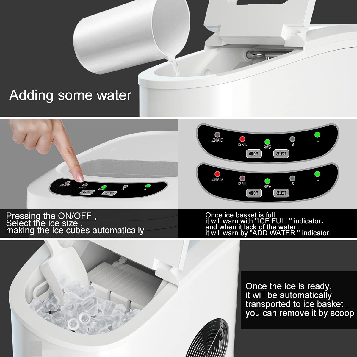 MAT Expert Portable Countertop Ice Maker - 26LBS/24H Mini Ice Cube Machine with 6-Minute Fast Freeze, 9 Cubes per Cycle | Digital Control Panel, 2.2L Water Tank & 1.5lbs Storage | Includes Ice Scoop for Cocktails, Sodas & Party Drinks (White) - Perfect for Home Bars, Offices, RV Travel & Outdoor Entertaining