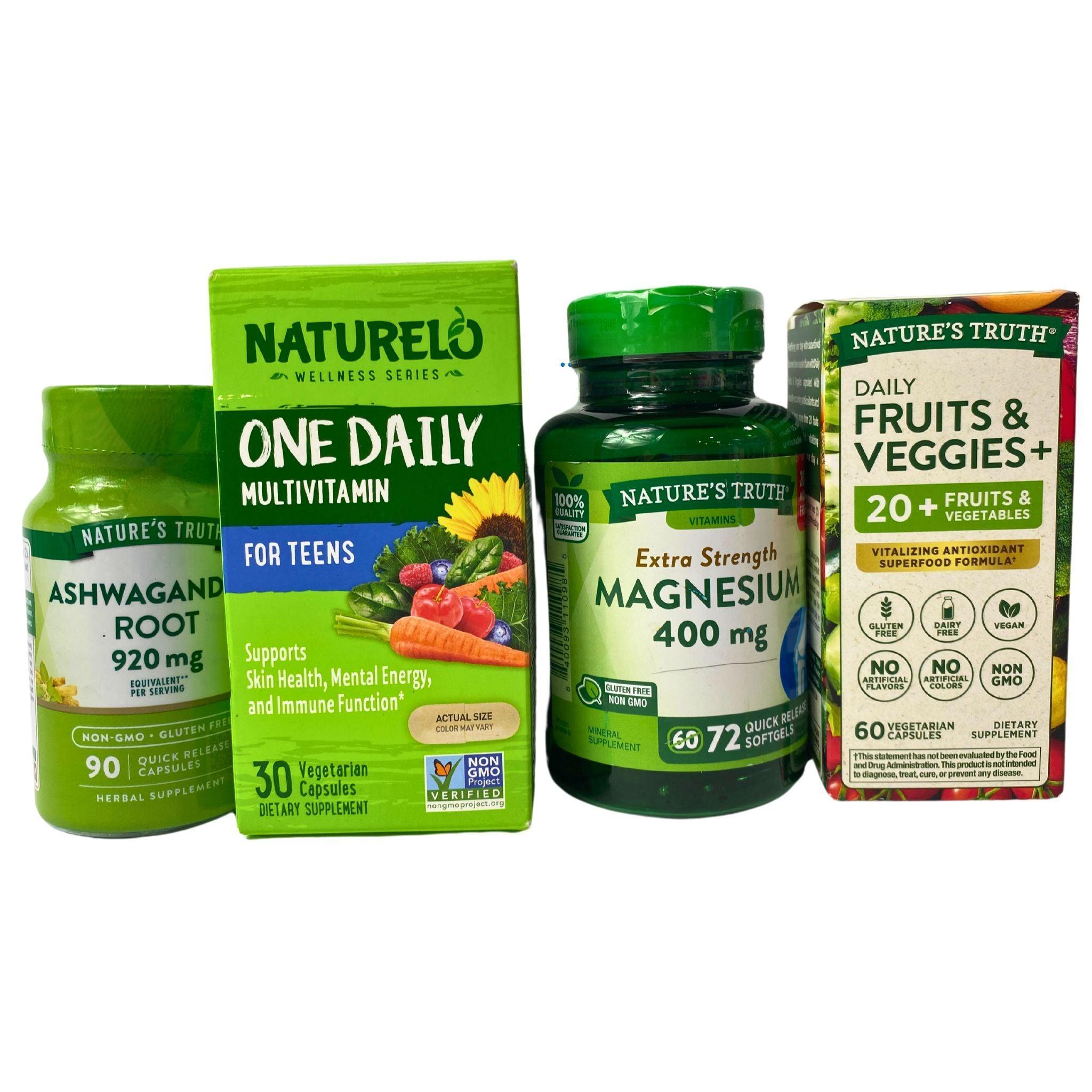 Naturelo & Natures Truth Mixed Assorted Vitamins & Supplements - 24 Piece Bundle for Daily Wellness & Immune Support - Perfect for Home, Office, or Travel Use
