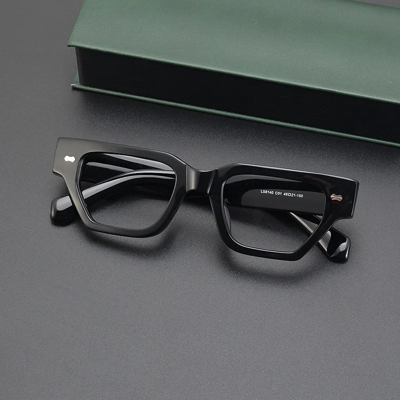 CCspace Unisex Full Rim Square Acetate Eyeglasses 57399 | Lightweight & Durable Frame | Perfect for Reading, Work & Fashion | Trendy Square Glasses for Men & Women