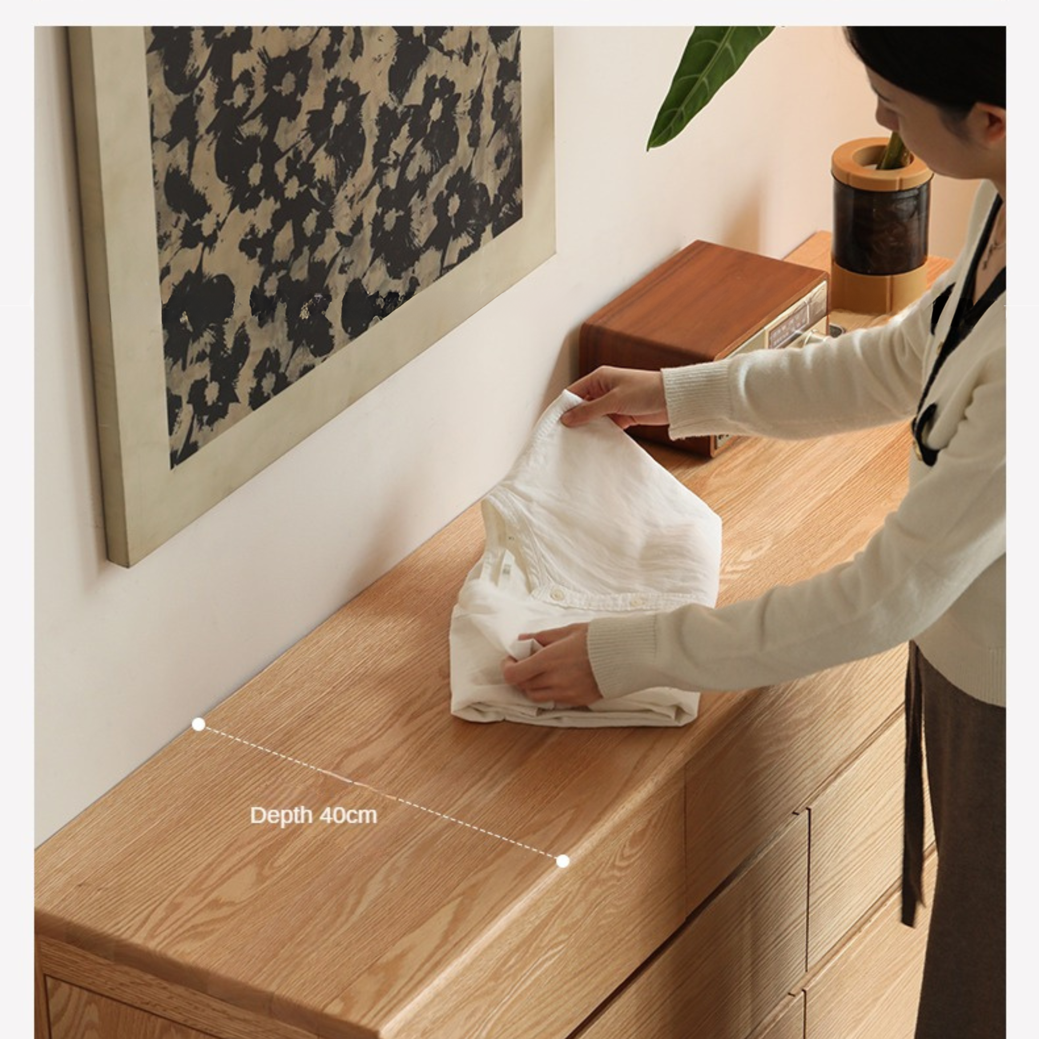 Oak Solid Wood Small Chest of Drawers - 3 Drawer Storage Organizer for Bedroom, Nursery, or Office | Compact Dresser for Clothes, Toys & Home Organization