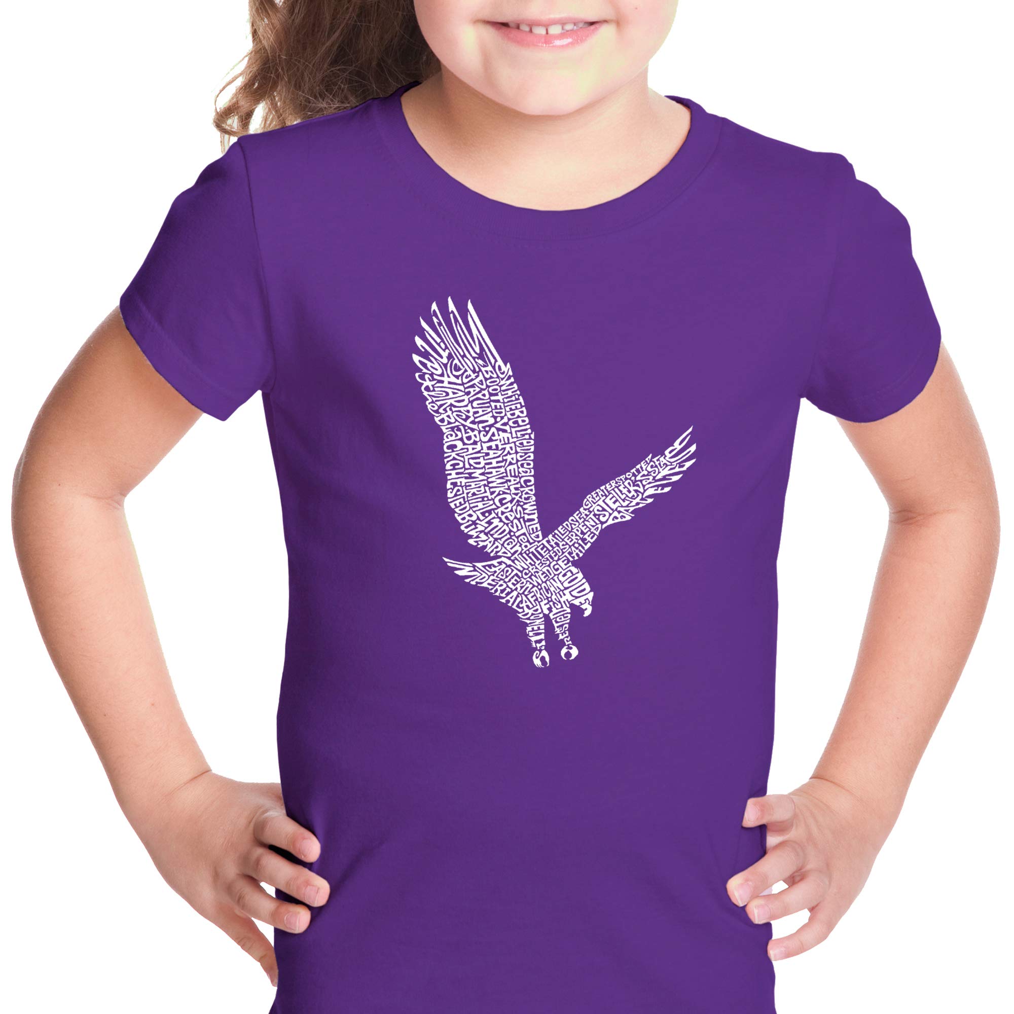 LA POP ART Girl's Word Art Graphic T-Shirt with Eagle Design - Trendy Casual Tee for Teens, Streetwear Fashion, School Outfits & Summer Wear