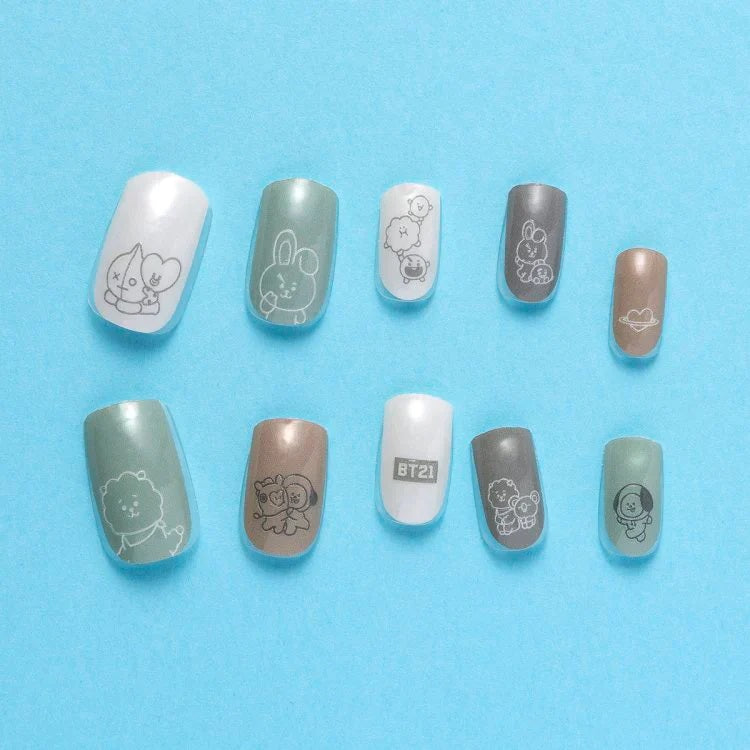 BT21 Line Friends Japan Baby Buddy Gel Nail Seal - Earth Tone Nail Polish for Kids | Safe & Non-Toxic Nail Art for Children's Parties, Playdates & Special Occasions