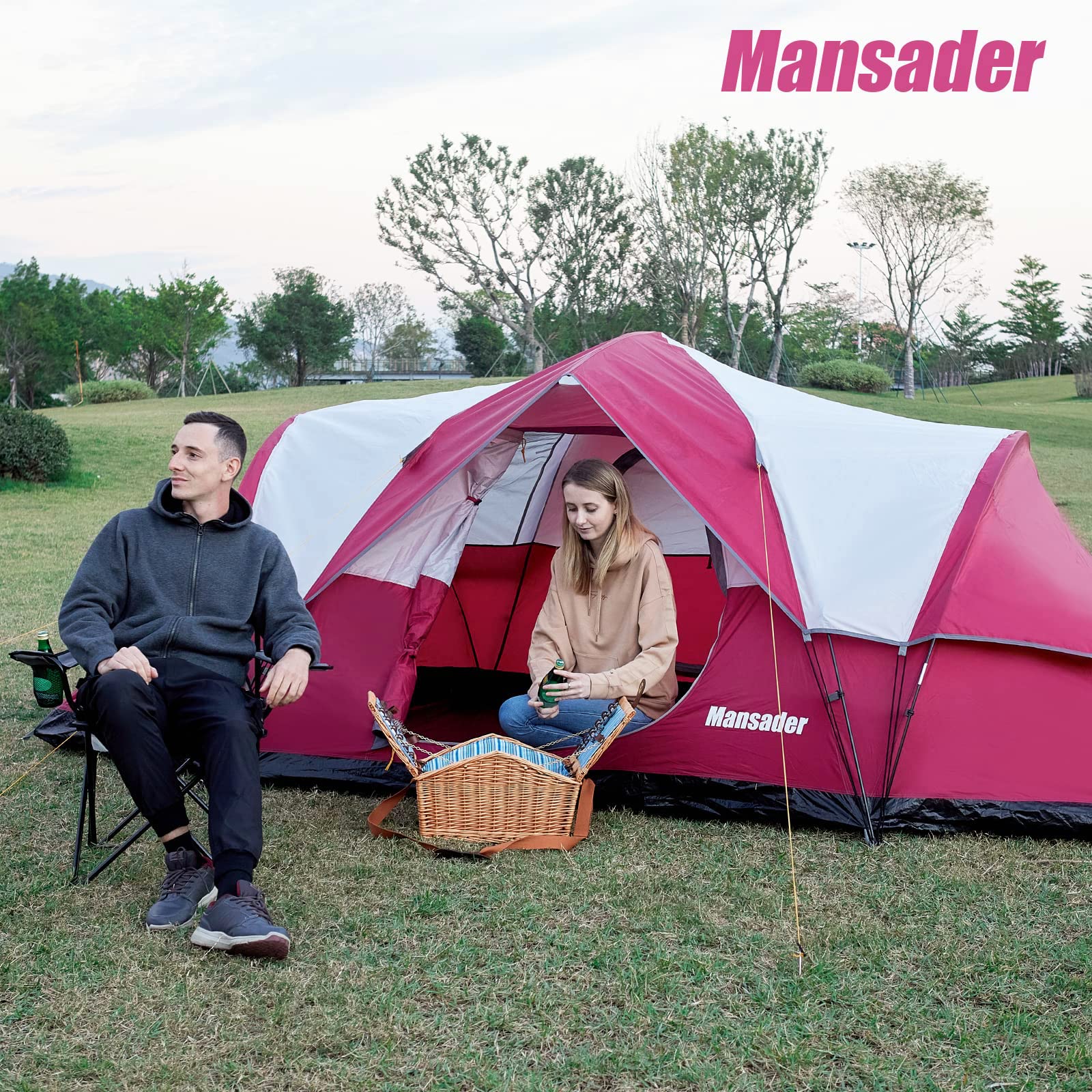 6 Person Family Camping Tent - Waterproof Windproof Dome Tent with Top Rainfly - Easy Setup Pop Up Tent for Outdoor Camping, Hiking, Backpacking & Travel - Perfect for Family Adventures, Beach Trips & Music Festivals