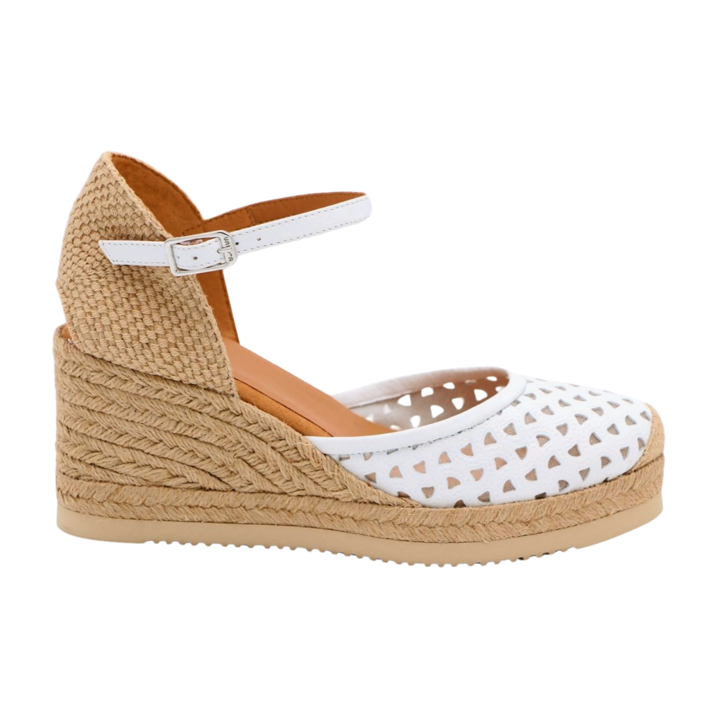 UNISA Women's White Punched Leather Espadrille Flats - CELERA Comfortable Summer Casual Shoes for Beach, Vacation & Everyday Wear