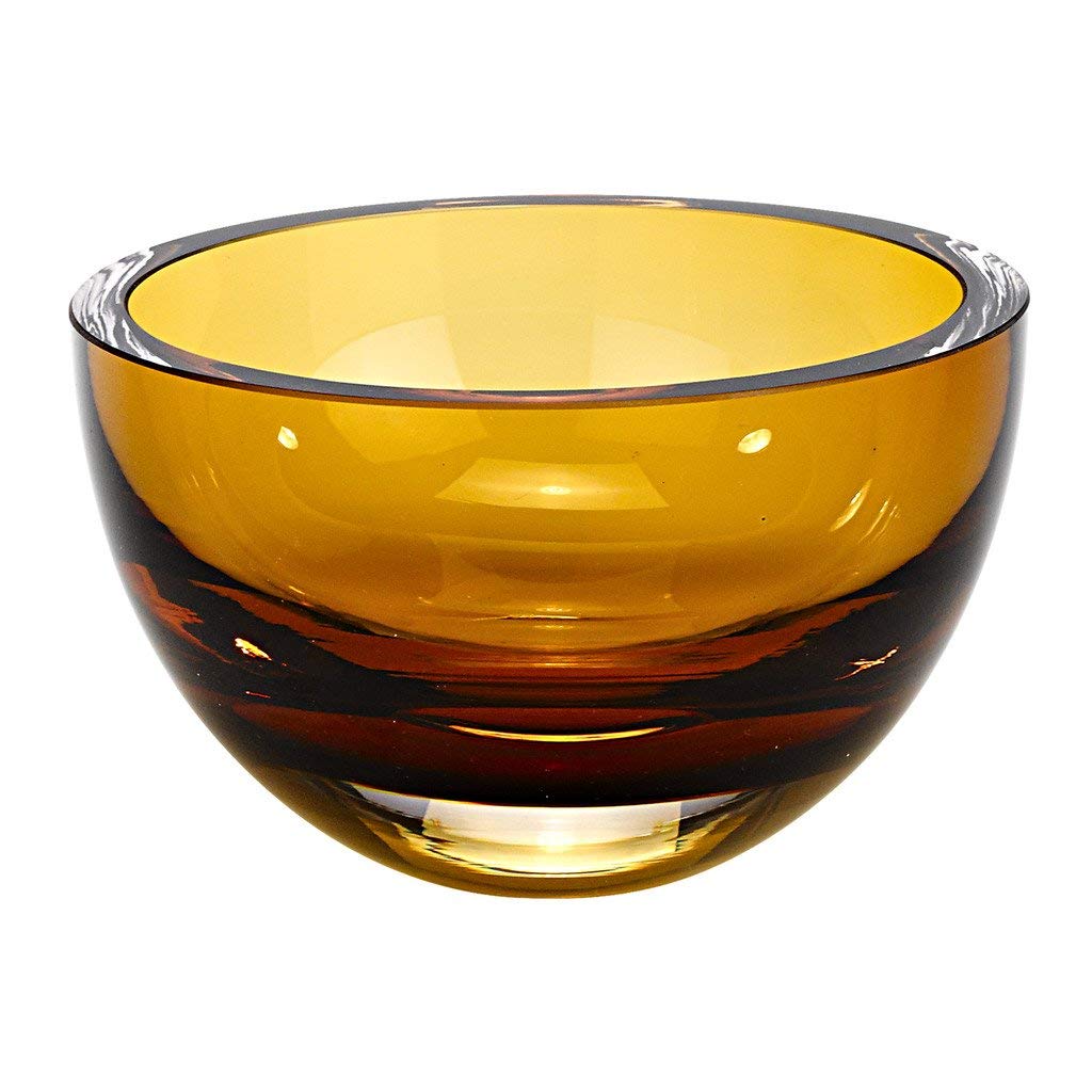 Badash Penelope 6-Inch Amber Crystal Bowl - Handcrafted European Mouth-Blown Lead-Free Glass Serving Bowl for Candy, Mints, Nuts, Snacks | Elegant Home Decor & Gift Idea for Weddings, Parties, Dining Table Centerpiece