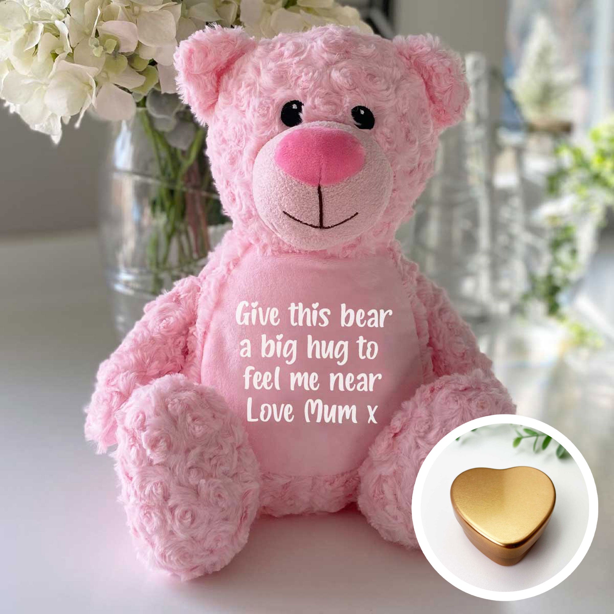 Personalized Ashes Keepsake Memory Bear - Pink Teddy Bear for Cremation Remembrance | Comforting Memorial Gift for Loss of Loved Ones | Perfect for Funerals, Memorials & Healing Process
